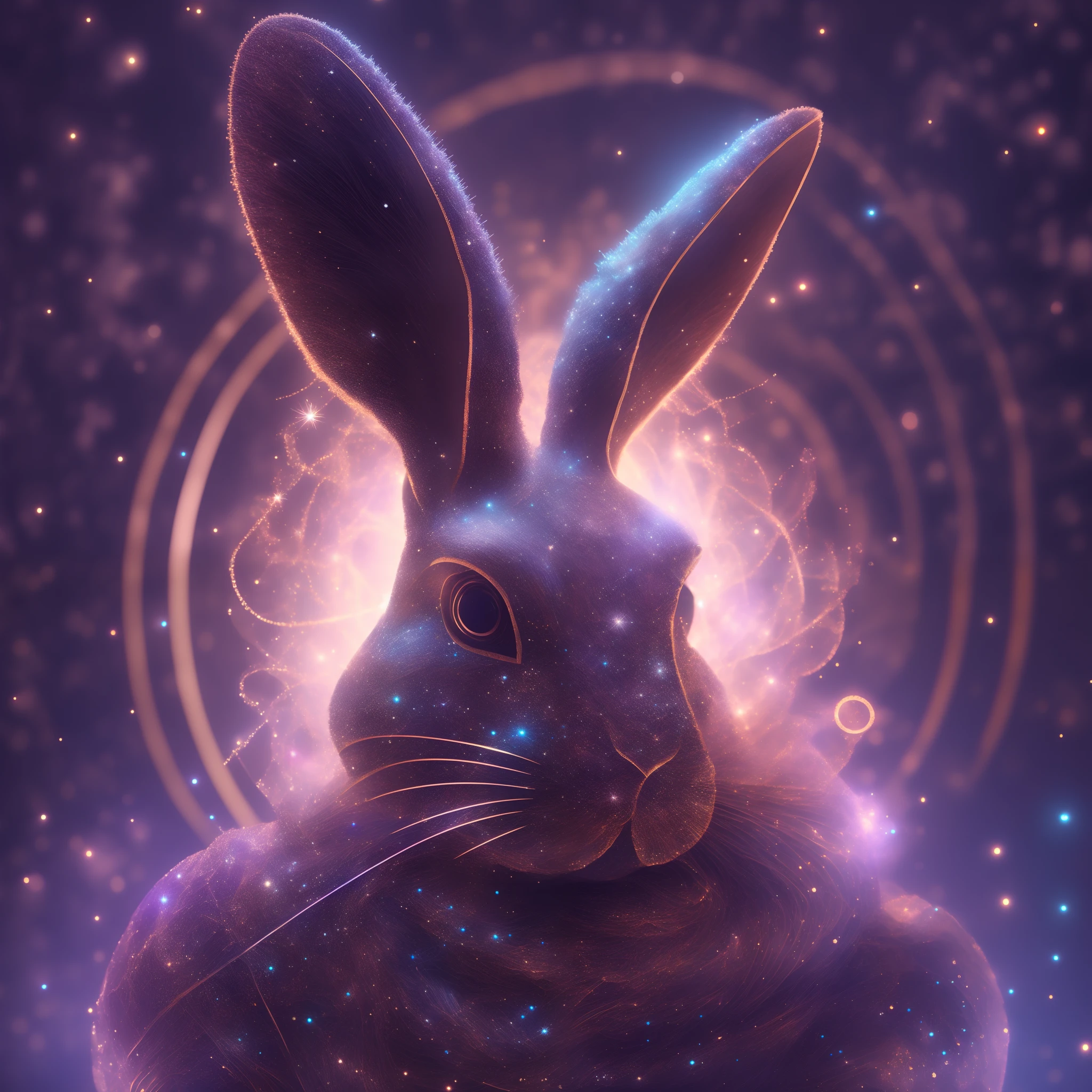 galaxias, spirals, space, Starcloud, stars, Smoke, glitters, intricately details, The shape of a punk rabbit, full bodyesbian ,rendering by octane, Ultra photo realsisim , rendering by octane, 8K, uplit ,DreamlikeArt