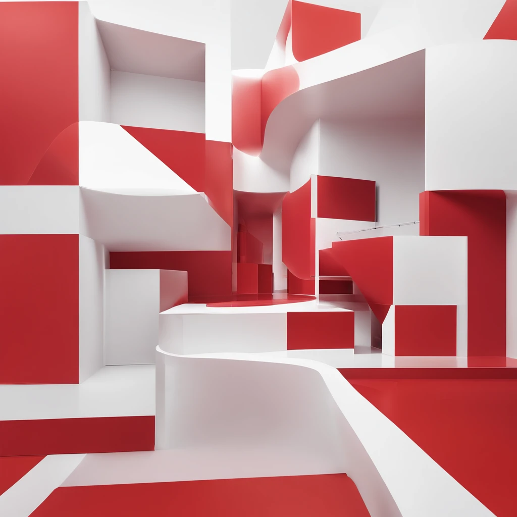 Beijing Central Axis Cultural and Creative Product Packaging，Bold and dynamic lines outline the abstract architectural form，Minimalist，White predominantly，Red is the secondary color