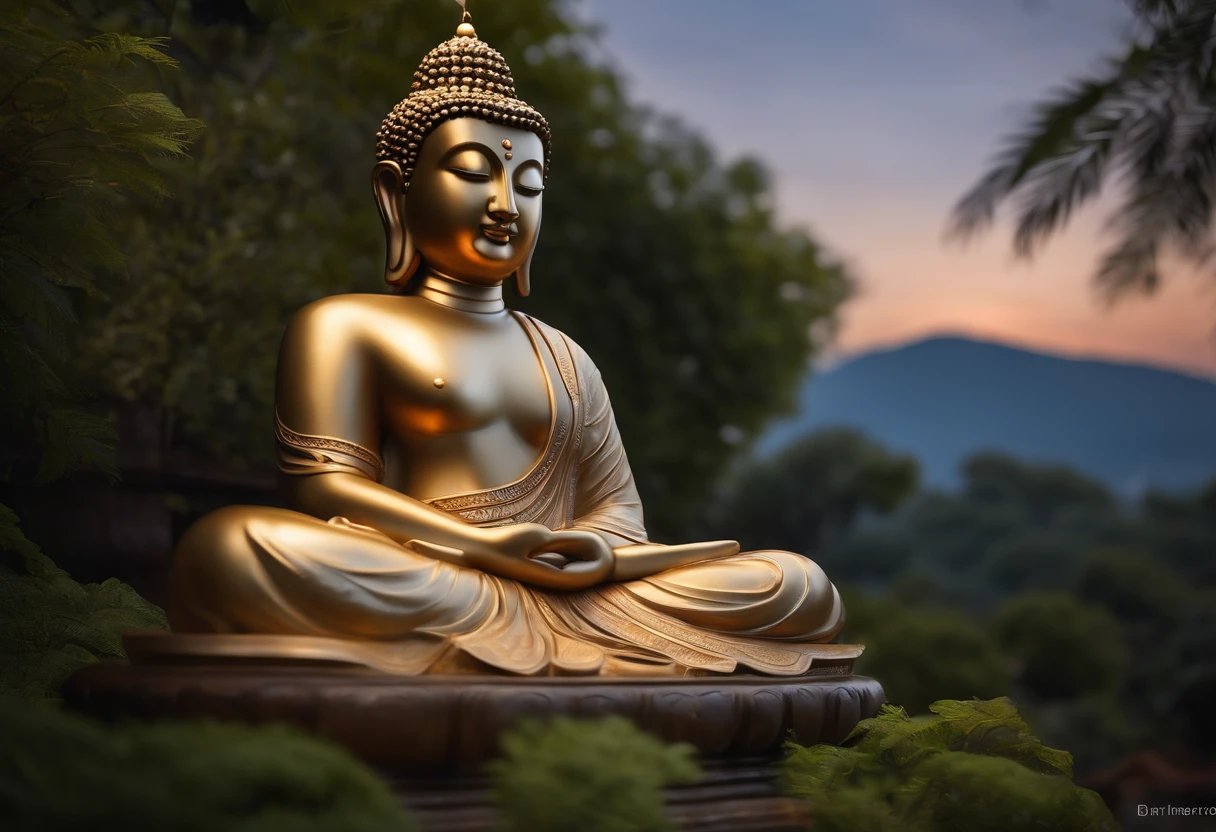 (best quality,4k,8k,highres,masterpiece:1.2),ultra-detailed,(realistic,photorealistic,photo-realistic:1.37),big sleeping buddha statue,peaceful,tranquil atmosphere,serene,serenity,calmness,serene face,meditation pose,dreamy,ivory color,gold accents,under the moonlight,ancient relic,carved with intricate details,glowing soft light,gentle shadows,subtle tranquil expressions,sacred,cultural heritage,dusk,ethereal,harmony,monumental,sleeping in a peaceful garden,blessings,serene surrounding,overlooking the mountains,faith,contemplation,stillness,hallowed presence