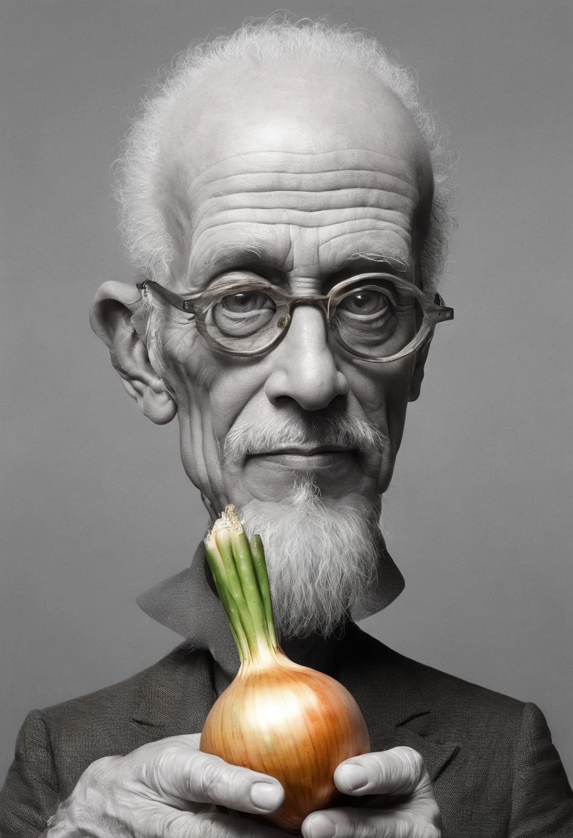 1. Generate an ultra-realistic portrait in the style of hyper-realism depicting an onion wearing reading glasses, sorridente, and standing on a sidewalk in Nike shoes, ((((holding a sign in his hand with the word "Acre")))). assegurar ((((detalhes intrincados))), ((((melhor qualidade))), ((((Detalhe extremo))), e um ((((Complex composition)))). 2. Incorpore ricos tons de verde e marrom para capturar a textura da cebola, Create realistic reflections on reading glasses, e enfatizar o sorriso sutil. Isso deve resultar em uma imagem excepcionalmente bonita e detalhada. 3. Explore as obras de artistas hiper-realistas como Chuck Close, Audrey Flack, and Roberto Bernardi for more inspiration, particularly in obtaining extreme detail and complex composition.