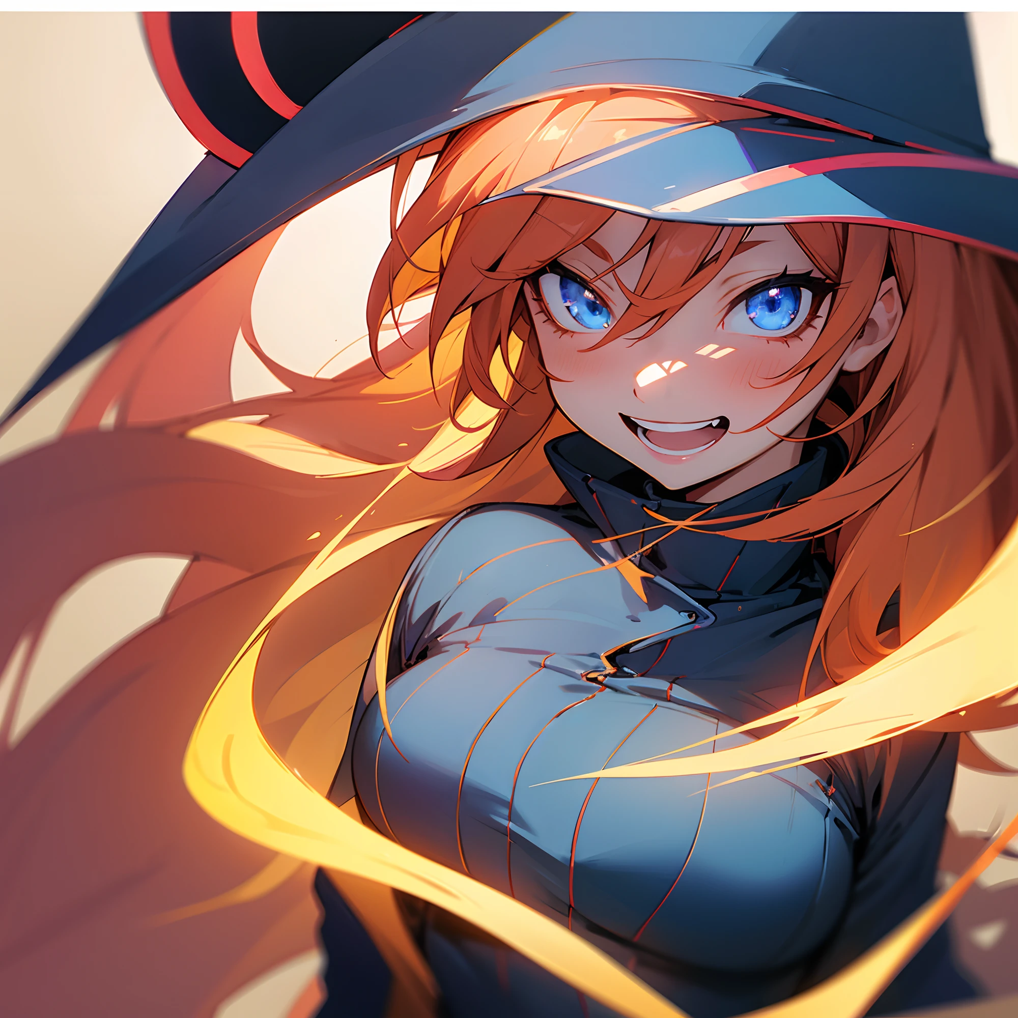 Dark Magician Girl、1 person、(highly detailed back ground:1.0)、(highly detailed back ground:1.0)、masterpiece、top-quality、超A high resolution、8K、Cruzing Up、looking in camera、(1/There are 2 kinds of yellow、Yellow 1 kind/2 Light red hair)、BREAK、Detailed skin、glowy skin、(Detailed eyes、Blue eyes)、Burning cheeks、(Laughing:1.4)、Large breasts、BREAK、(denim:1.6、Detailed clothing)