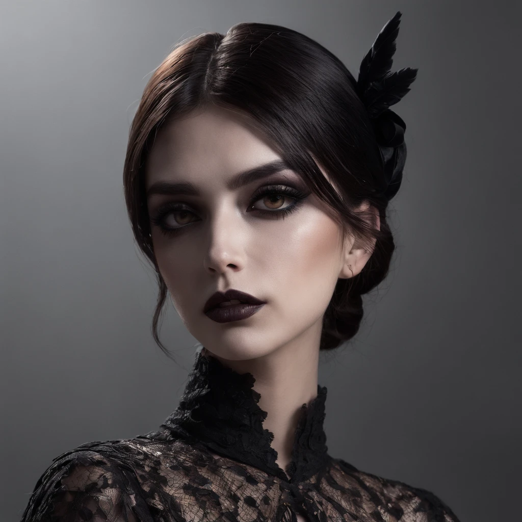 (sharp focus:1.2), photo, attractive young woman, (beautiful face:1.1), detailed eyes, luscious lips, (eye makeup:0.85), (medium breasts:1.0), (tight body:1.2), (short hair:1.2), wearing (little black tdress:1.2) at a (gala:1.2). (moody lighting:1.2), depth of field, bokeh, 4K, HDR. by (James C. Christensen:1.2|Jeremy Lipking:1.1).