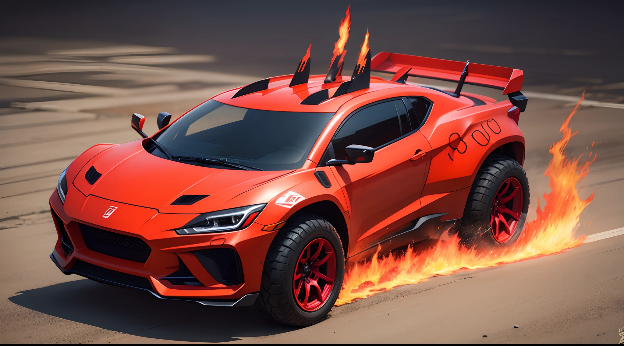 wild animal Zoid Car hot wheels color red fire stickers concept art with weapon