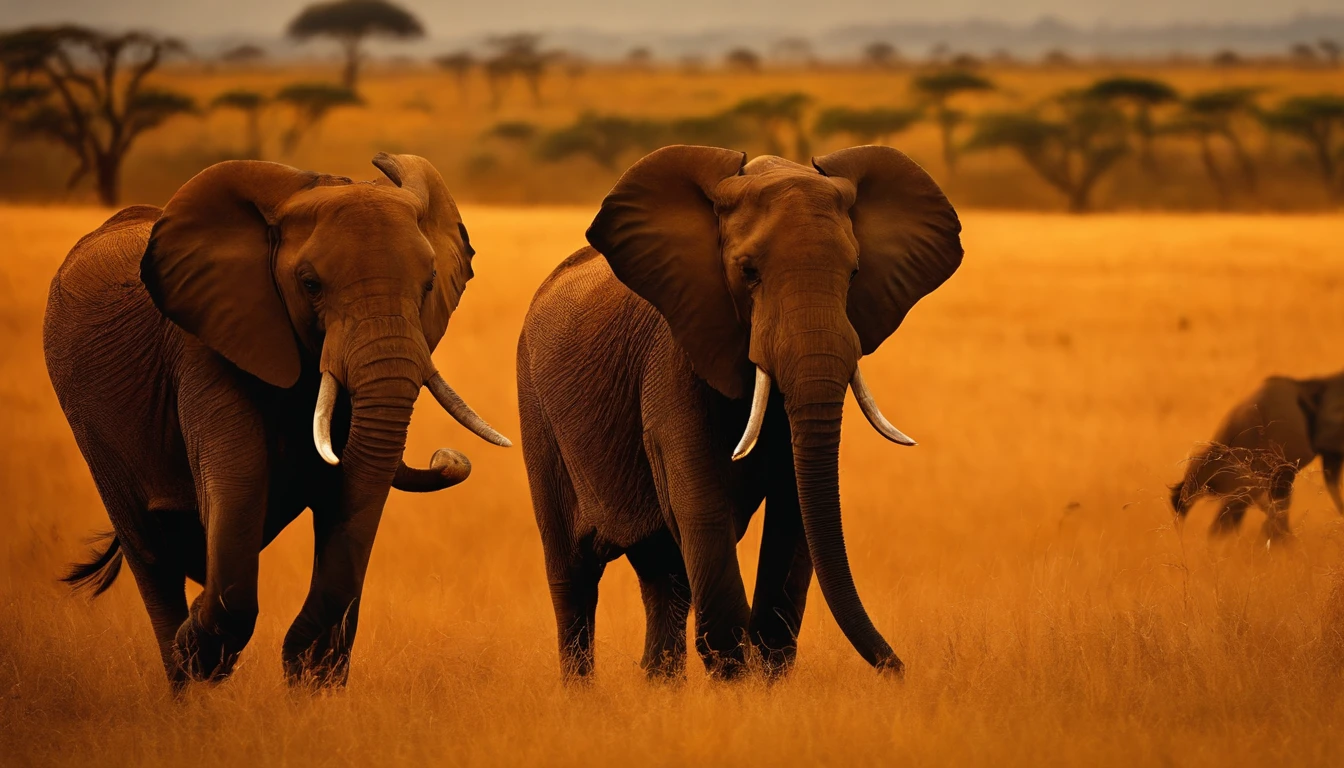 Animais diversos pastando na savana africana, o sol se pondo ao fundo, vegetation 8k, ultra hd, realista, cores vivas, altamente detalhado, 8k artistic photography, 
arte conceito foto realista, soft natural volumetric cinematic perfect light)