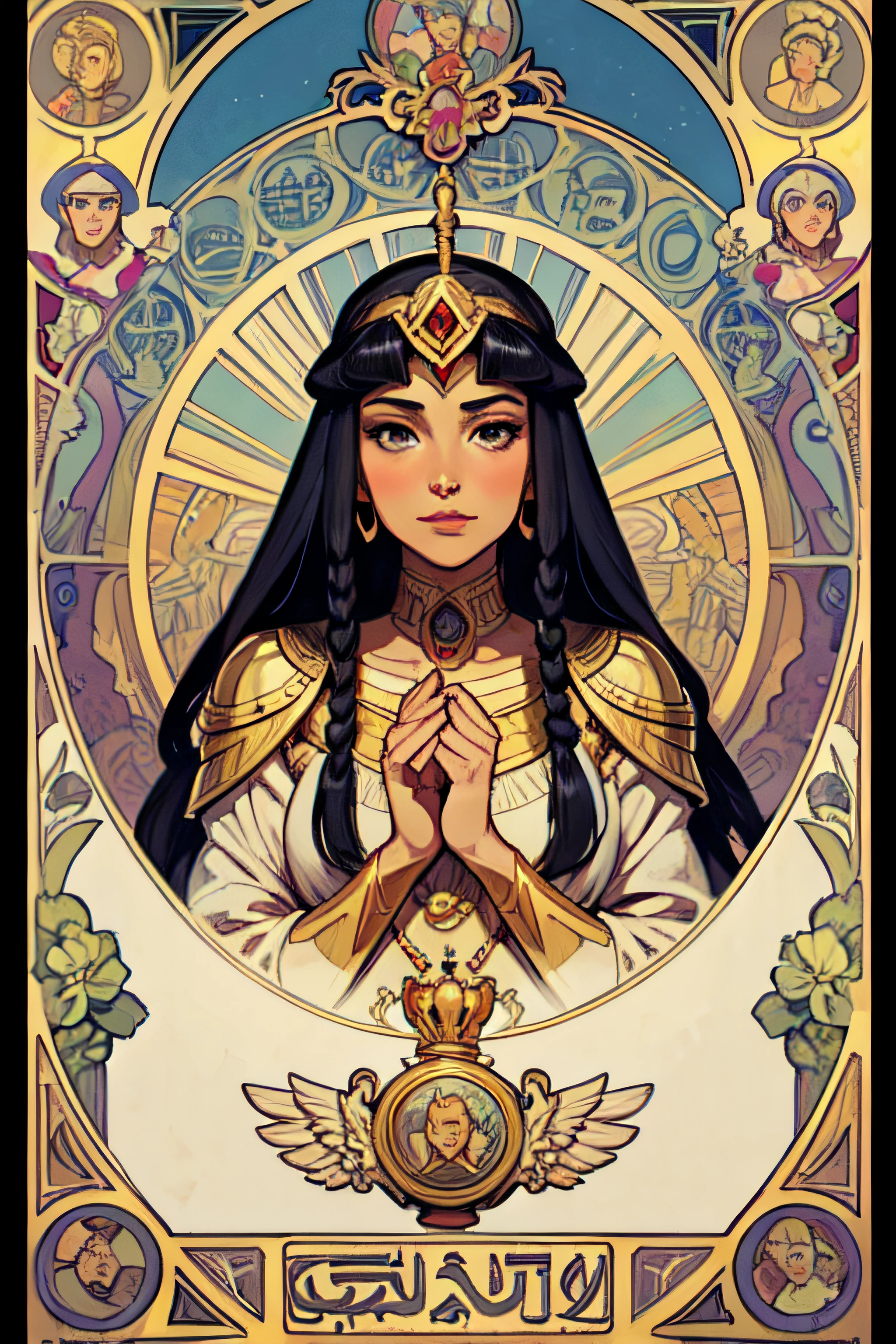 Goddess Isis, Egypt, art, Alphonse Mucha, Crown