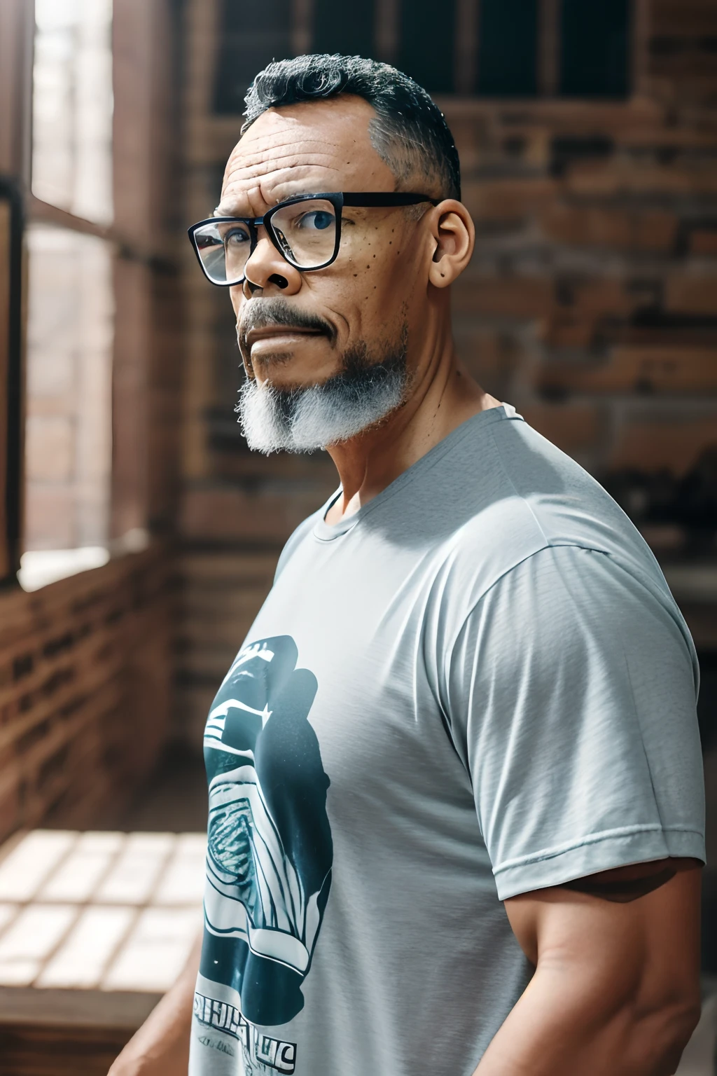 guttovendo1, uma fotografia em estilo de documento 3x4. Chest up portrait of a man wearing glasses, com tinta colorida espalhada em seu rosto e roupas, body and gaze facing the camera, vestido com uma camiseta listrada horizontalmente com todas as 7 cores, muito colorido. fundo preto, and what a studio photograph looks like, use all appropriate lighting resources. 8K resolution.