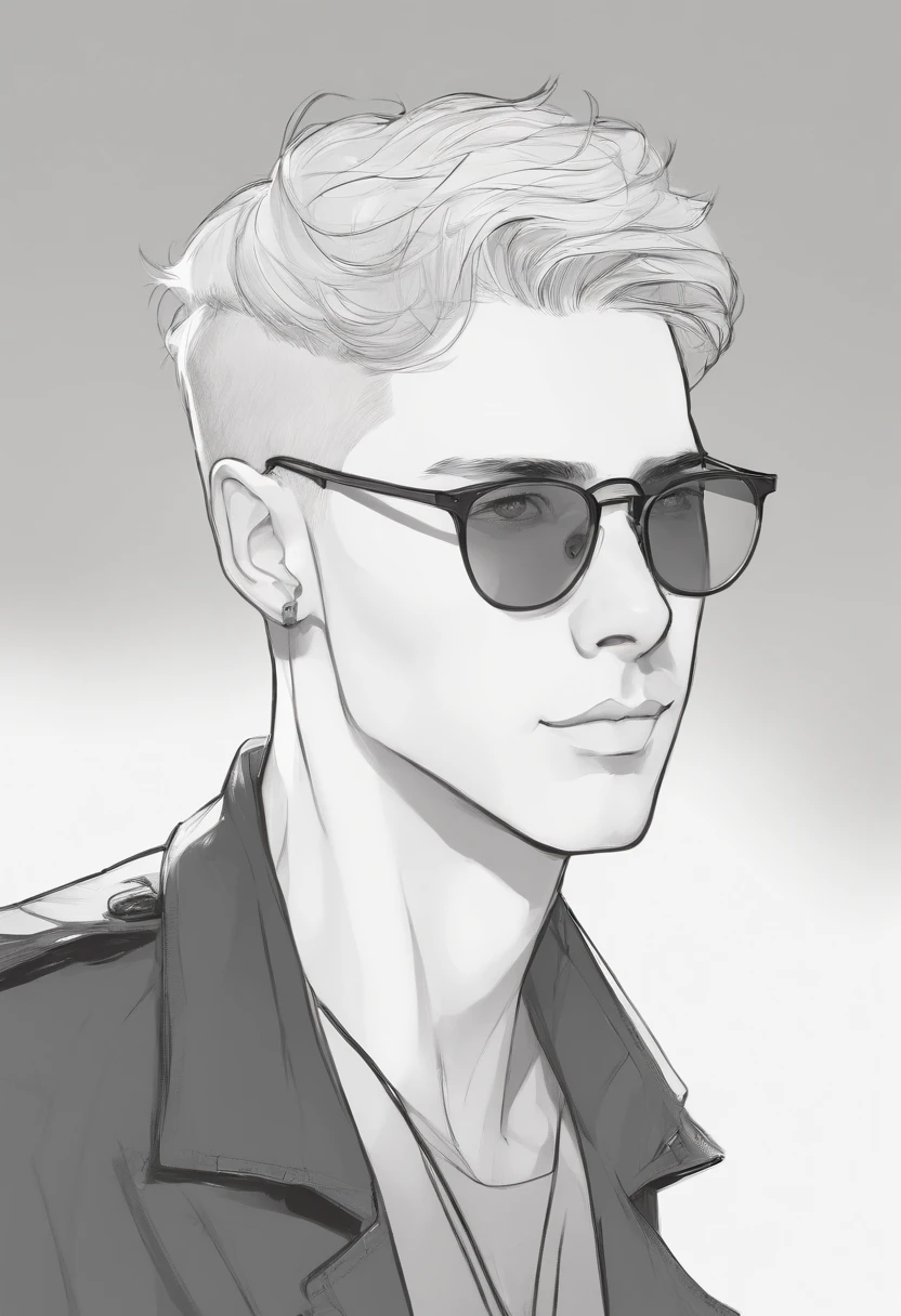 Stick figure drawing line character glasses short hair male hair midpoint
