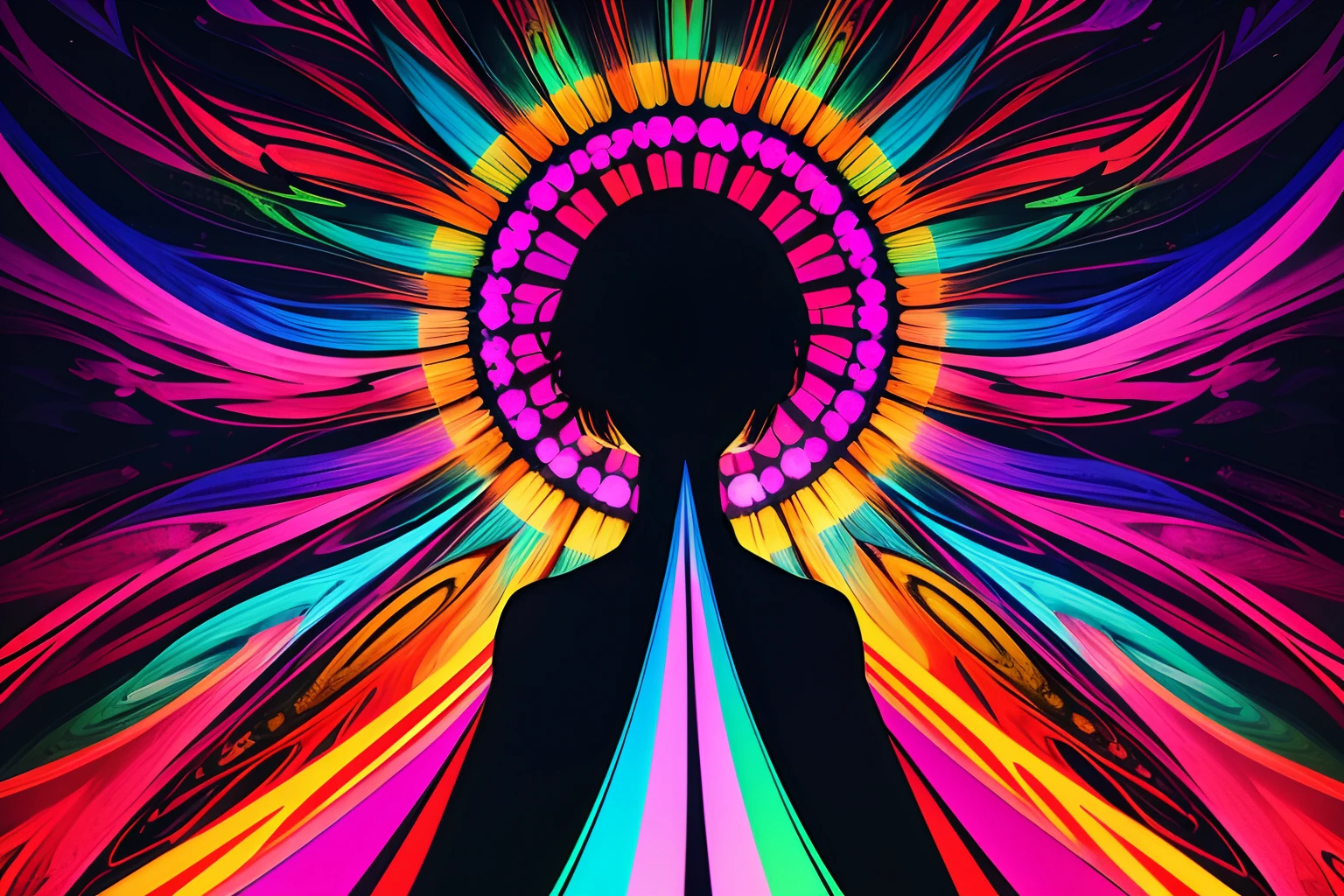 silhouette, let there be light, psychedelic art