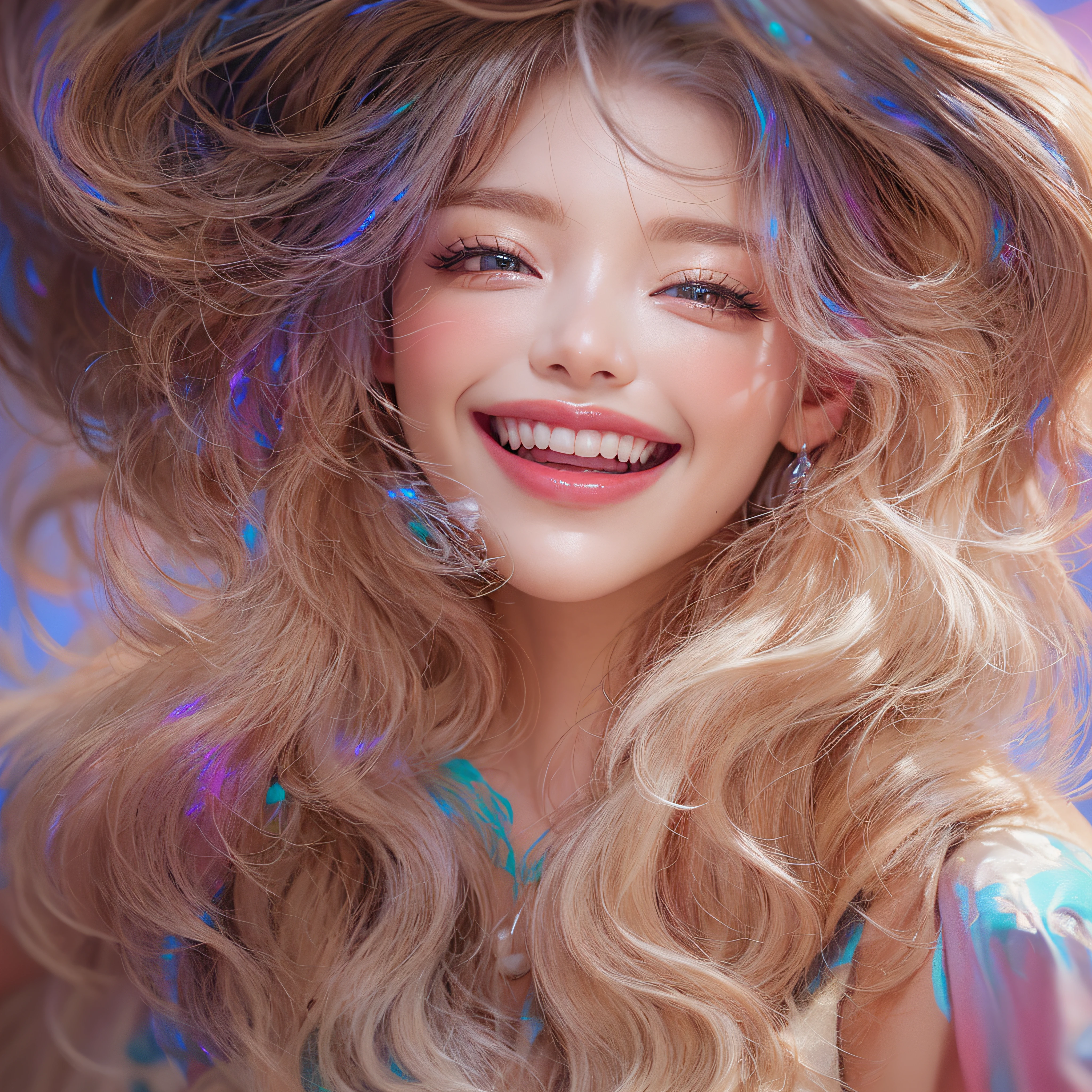 hug、Close up of two laughing faces、embracing each other、Stick your face together、Facing the front、Designer、super model、Pink makeup、Glossy lips、Shining eyes、(realisitic、hight resolution)、(1 girl in)、Do-Up Eye、Korean Girl、(Best Quality), (masutepiece), (1girl in), Solo, a beauty girl, Perfect face, Highly detailed airbrush art((Surreal))、Volumetric lighting、(top-quality)、The ultra-detailliert、Highly detailed colorful details、(Bright lighting)、Her eyes are glowing pink、Her face is full of anticipation and courage for adventure.、A smile comes to her lips、An air full of smiles and adventurous spirit、Hot hot