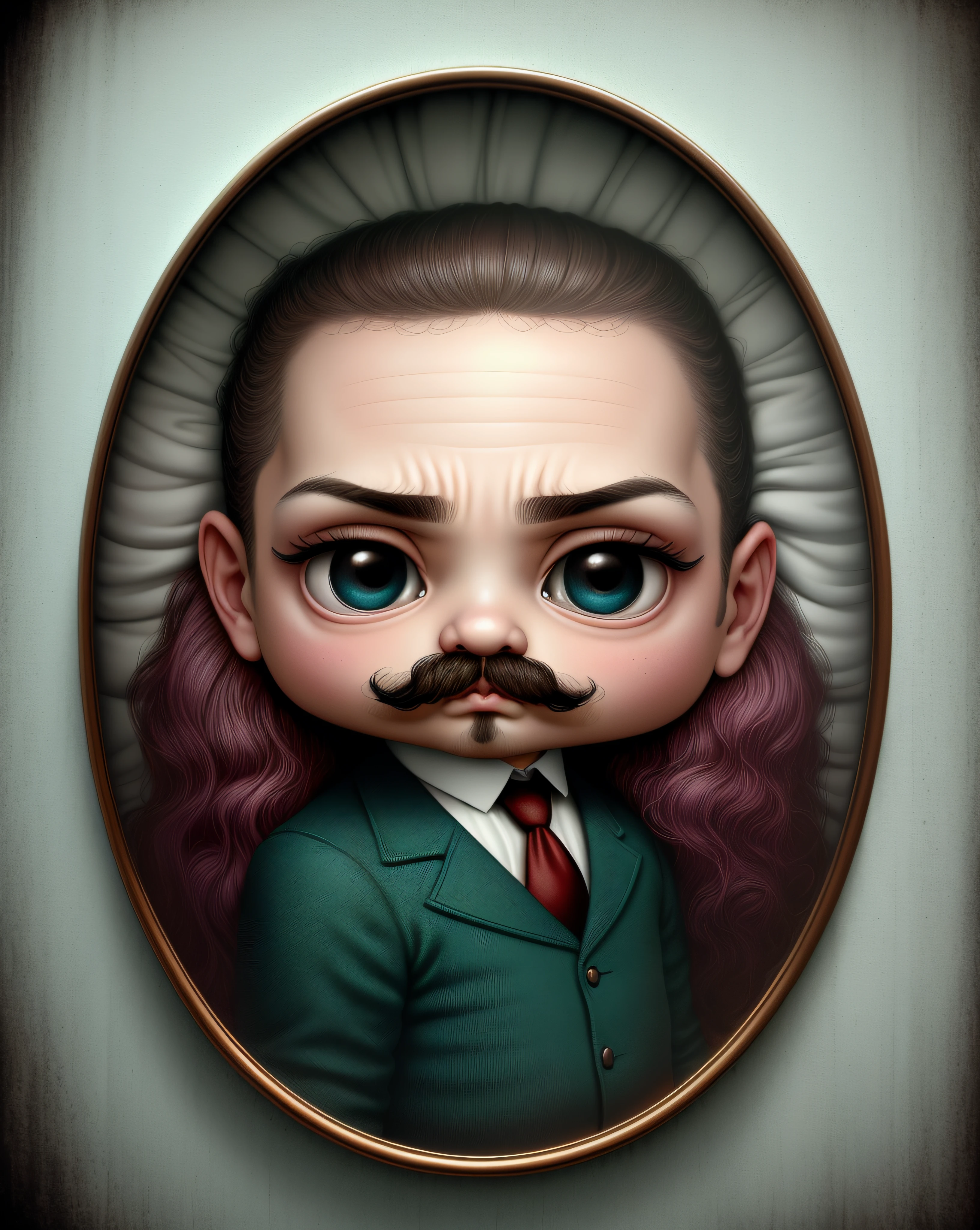Arafed dibujo de un hombre con bigote y bigote, Estilo Mark Ryden, Mark Ryden en el estilo de, Estilo de Mark Ryden, Mark Ryden muy detallado, Surrealismo pop Lowbrow Art Style, Surrealismo pop lowbrow, por Mab Graves, Surrealismo lowbrow, Arte lowbrow, Surrealismo espeluznante, inspirado por Mark Ryden