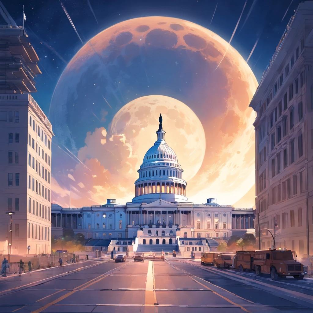 The U.S. Capitol building being built in moon, Capitol built on the moon