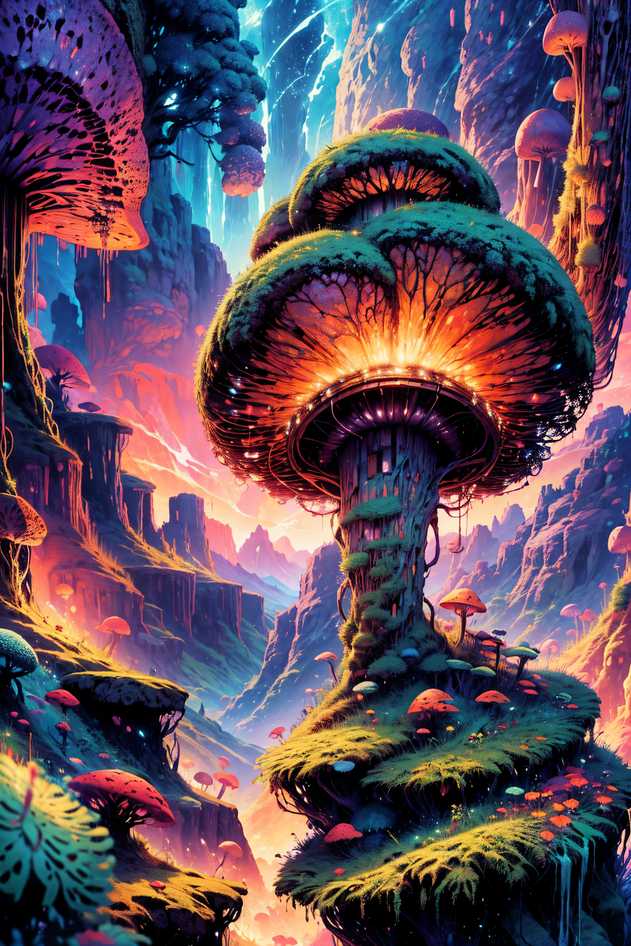 Bright and colorful scenario, The World Tree, A large elven tree, Yggdrasil, fentezi, Flora and fauna, very green, rocks, A lot of trees, mountain, mist, spectral, Magic, superior, an artistic, Clouds, ombre, dynamic, rich composition, Intricate, landscape, Incredibly beautiful sky, stars in thr sky, Anime with small details, Best Quality, Masterpiece, Ultra-detailed, Beautiful, hight resolution, Original,CG 8K ультрареалистичный, perfect artwork, hyper realistic, Ultra Detailed, dramatic lighting, (Realistic) Realistic, Full HD, Best Quality, Best Quality, Beautiful lighting, (8k wallpaper of extremely detailed CG unit), High Details, sharp-focus, The art of dramatic and photorealistic painting,