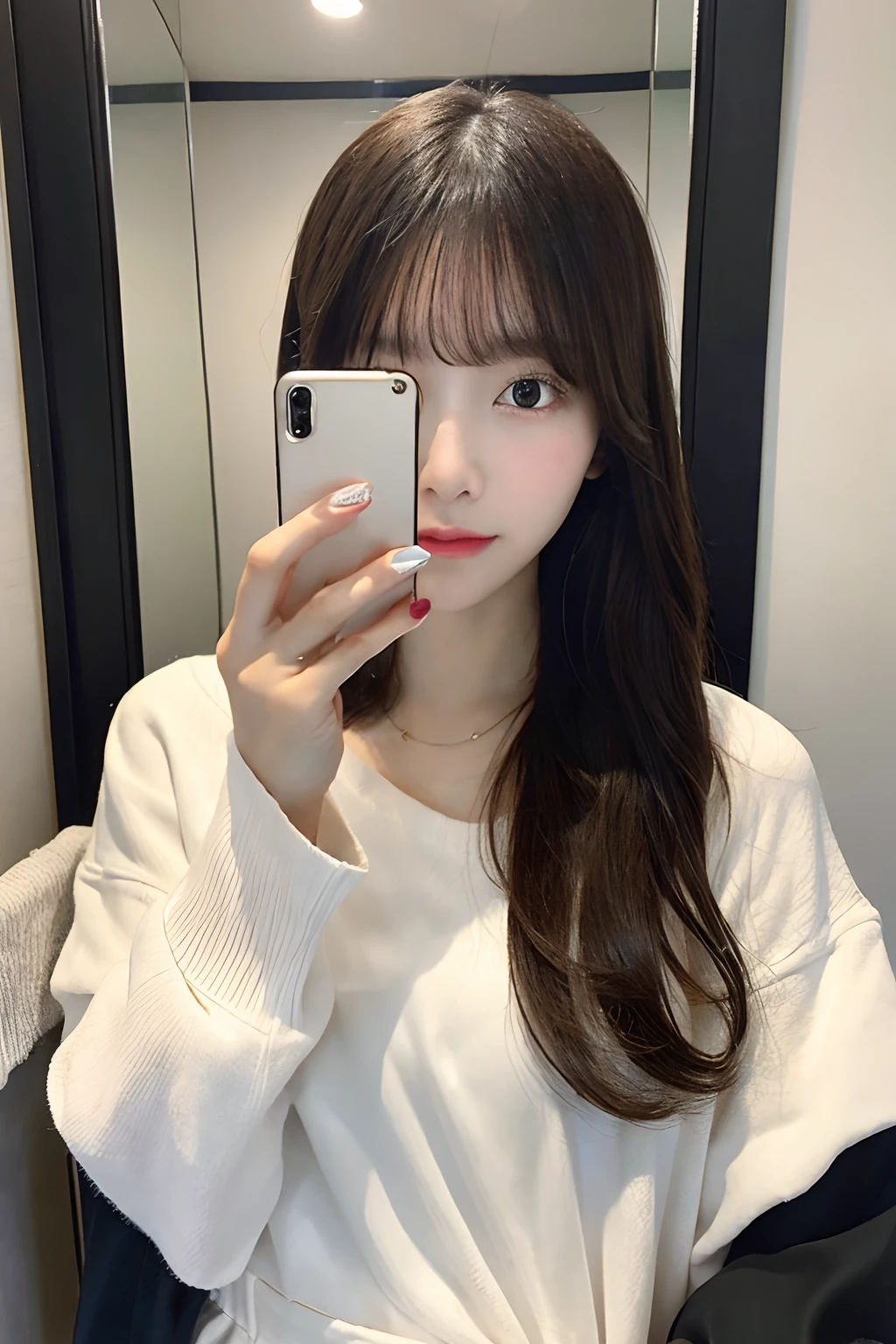 Girl taking pictures of herself in mirror