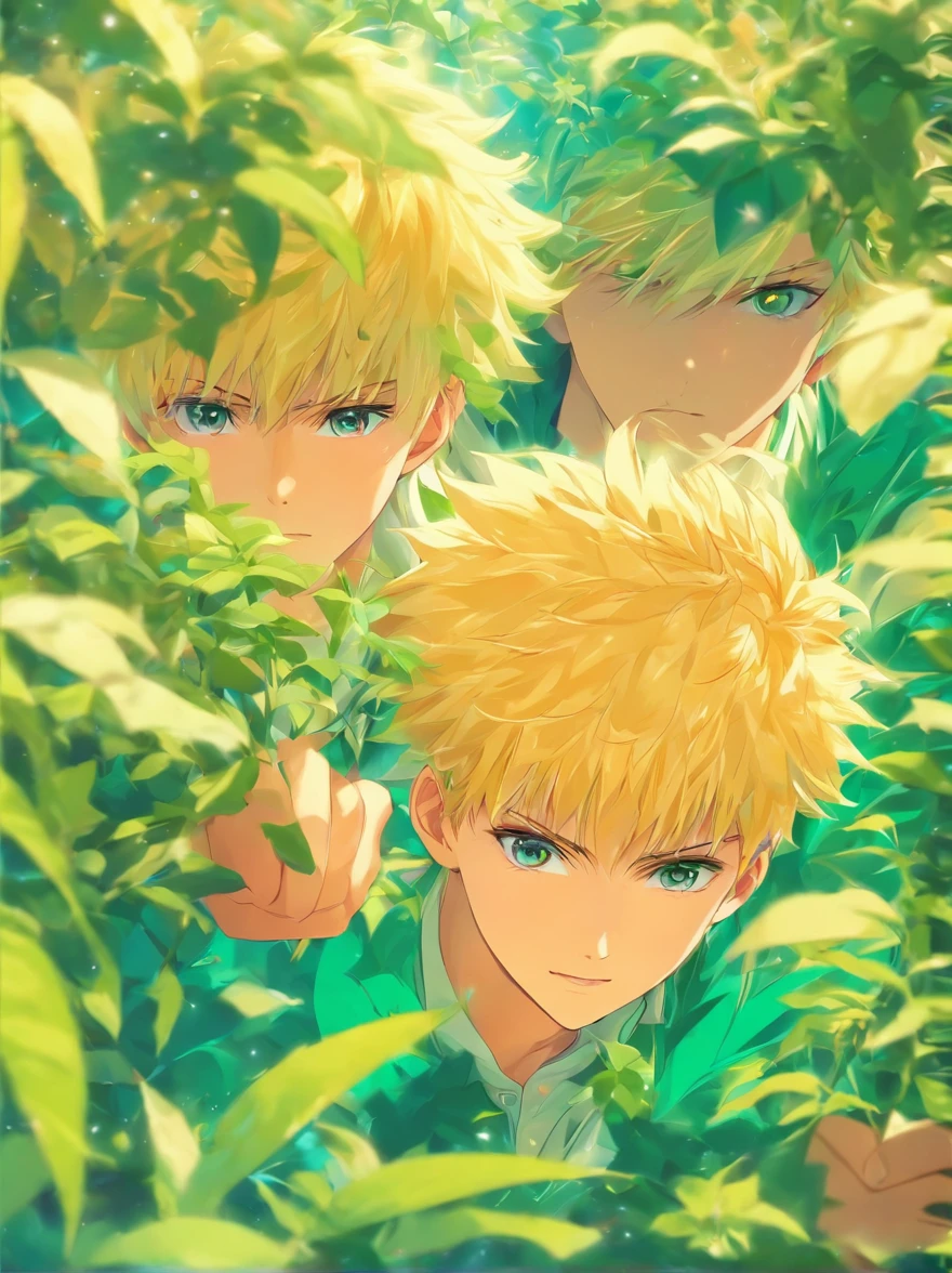 Illustration Two Young Men Blonde British School Stationery　a plant
