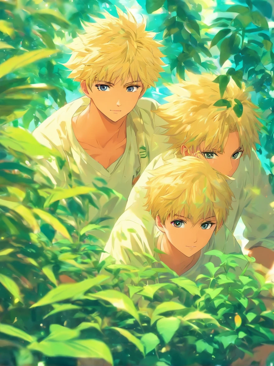 Illustration Two Young Men Blonde British School Stationery a plant