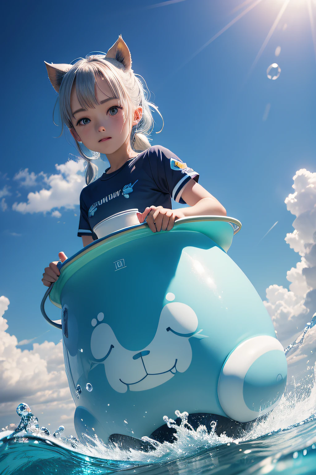 Mascot of Einhüw Water Cup Company，cerulean，adolable