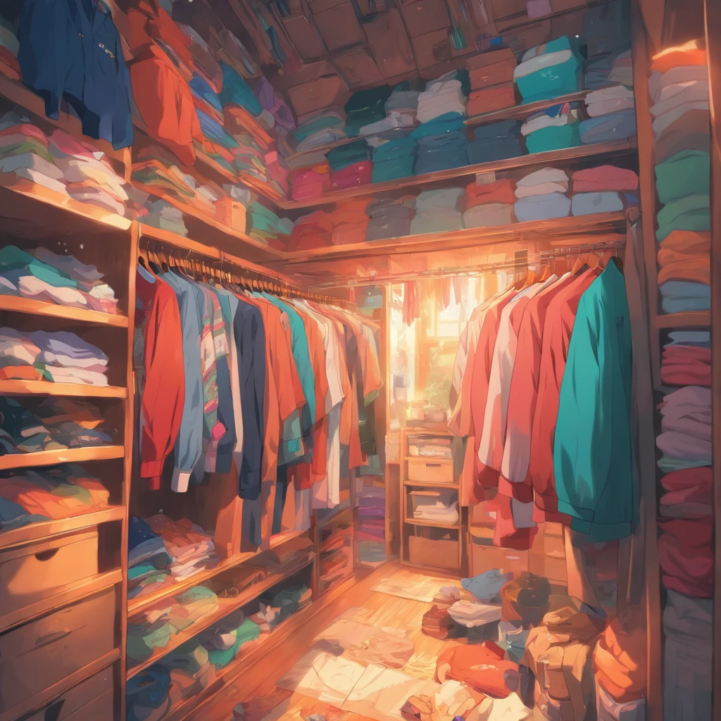 Closet overflowing with clothes