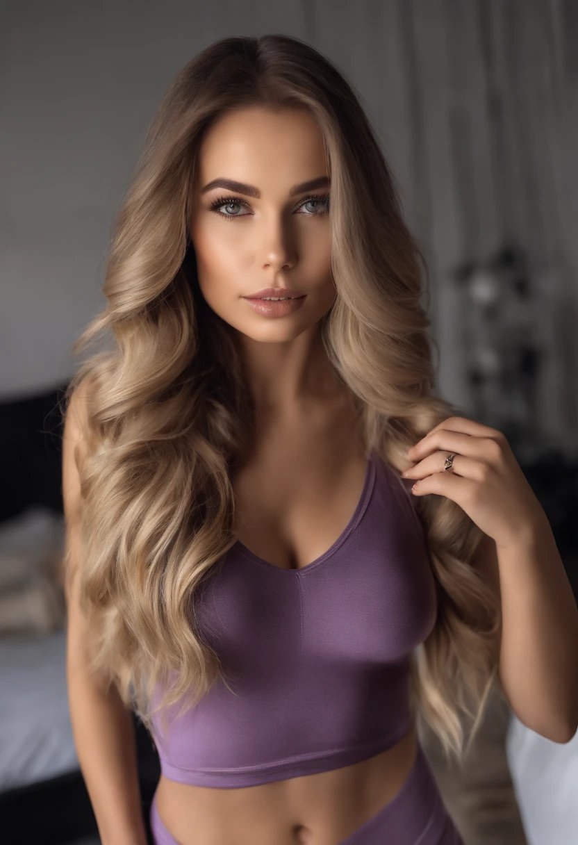 Arafed woman with matching tank top and panties, fille sexy aux yeux bruns, Portrait Sophie Mudd, cheveux blonds et grands yeux, selfie of a young woman, Les yeux dans la chambre, Violet Myers, ohne Maquillage, maquillage naturel, Look directly into the camera, Visage avec Artgram, dezentes Maquillage, Superbe photo du corps entier, Dans le club, Fission