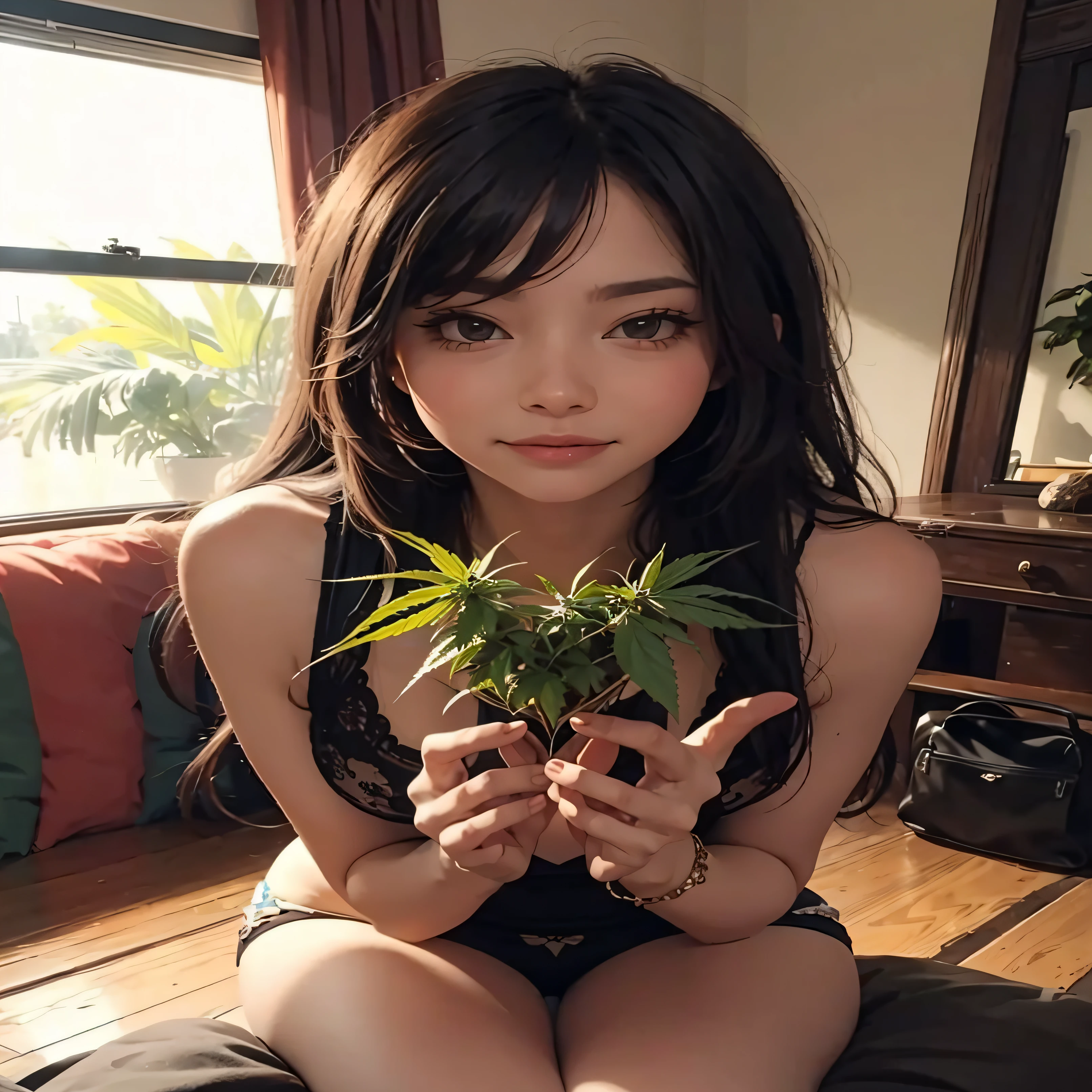 A beautiful heart of realistic marijuana