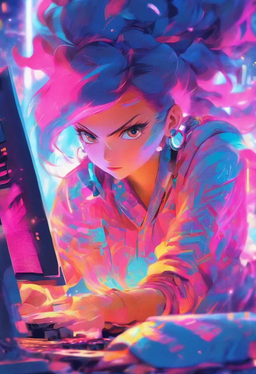 Illustration of a woman working on a computer, Editorial Illustration Pastel Color, In the style of James Gilliard, Illustration style, James Gilliard artwork, Flat illustration, in style of digital illustration, Magazine illustration, Editorial Illustration, digital illustration -, #Illustration, magazine illustration, Inspired by James Gilliard, modern illustration, Illustration | rutkowski, stylized digital illustration