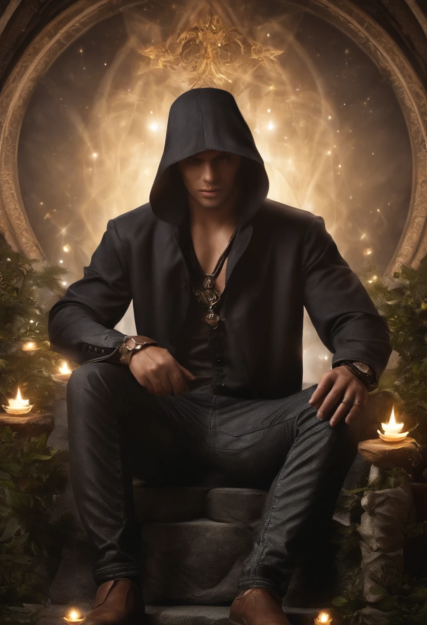 (full bodyesbian:1.2)(tmasterpiece,top Quority,best qualtiy,offcial art,Beauty and aesthetics:1.2),(s fractal art:1.3),(full bodyesbian:1.2)1boys,Handsome,high detal,Black color hair,Brown eyes,serius face,look at sky,Skysky,Medium shot,Storm jacket,denim pant,hiking boots,Outdoor gear,white backgrounid