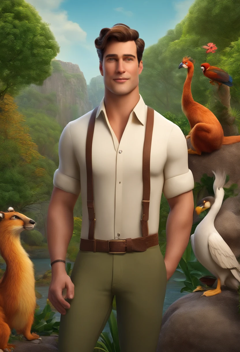 Cartoon characters all over their bodies，male people，zoologist，exteriors