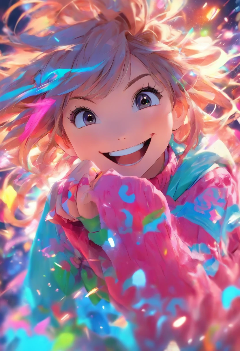 animesque、girl with、Deformed、Cute anime portraits、Brilliant shading、A smile