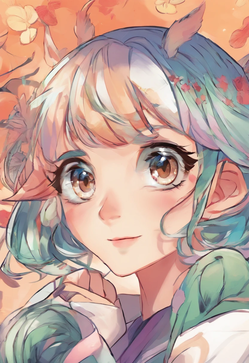animesque、girl with、Deformed、Cute anime portraits、Brilliant shading、A smile