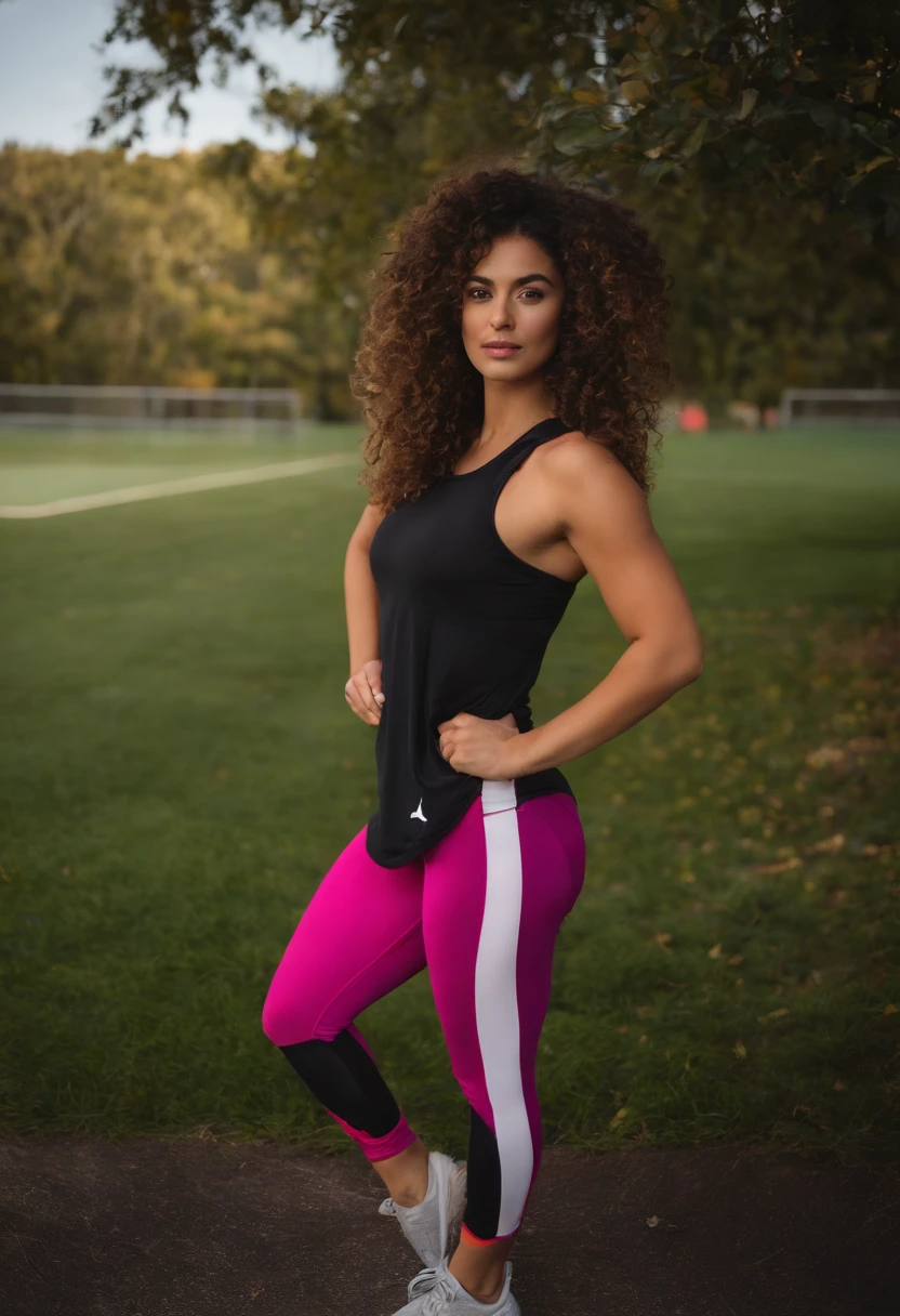 spanish, lola, 26ans, influenceuses, brune, dressed, leggings nike pro sport, 4k, curly hair