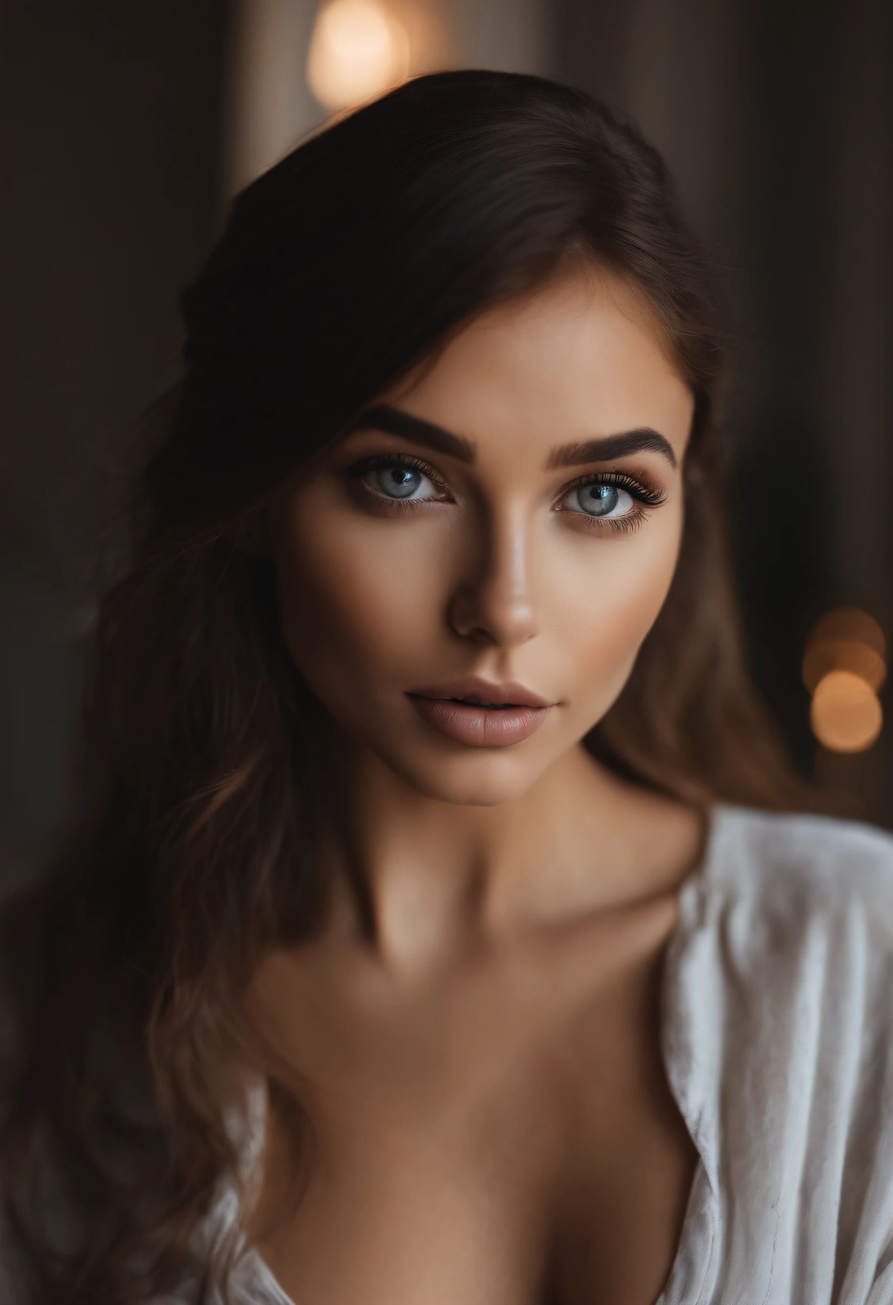Femme arafed, fille sexy aux yeux bruns, Portrait Sophie Mudd, cheveux bruns et grands yeux, selfie of a young woman, Yeux de chambre, Violet Myers, sans maquillage, maquillage naturel, turn to look at the camera, Visage avec Artgram, Maquillage subtil, Superbe photo du corps entier, dans la chambre, cul sexy, fesses mignonnes