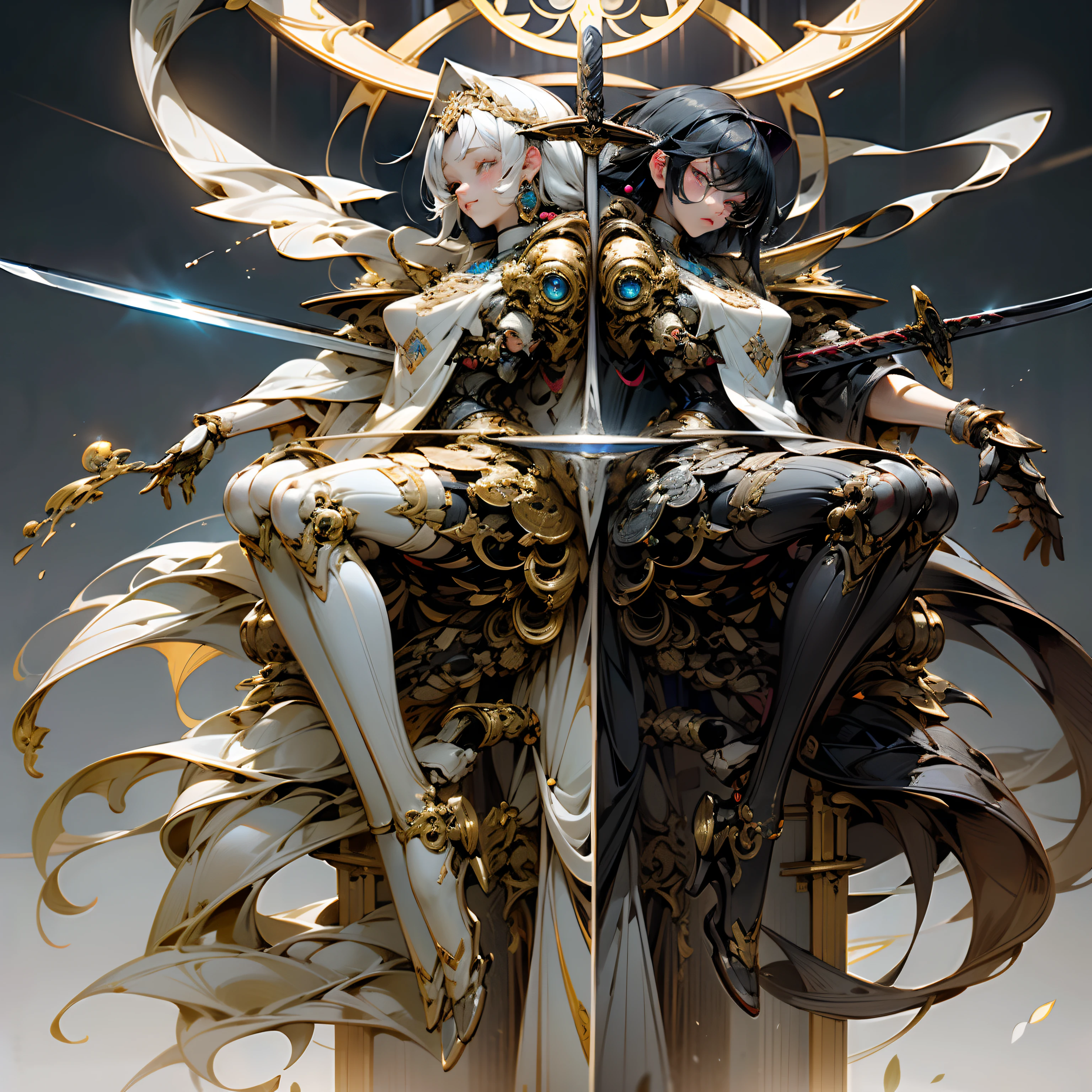 Senju Kannon with a sword、masterpiece、top-quality、top-quality、Official art、Beautifully Aesthetic:1.2)、、ighly detailed、(Fractal Art:1.3)、, , ((Perfect robotic eyes)) ((perfect symmetry)), Perfect face, Perfect body, Undeservedly beautiful, enigmatic, Helial , (masterpiece、top-quality、top-quality、Official art、Beautifully Aesthetic:1.2)、、ighly detailed、(Fractal Art:1.3)、 Full body, Cyborg Assassin, (((Countless arms hold the sword))) Dark grey metal body armor, , ((Perfect robotic eyes)) ((perfect symmetry)), Perfect face, Perfect body, , "(Best Quality,4K,8K,hight resolution,masutepiece:1.2), Ultra-detailed, Realistic:1.37, (Detailed eyes:1.1, Beautiful detailed lips:1.1), Elegant posture, Slender legs, long and slim legs,Long legs,apotheosis