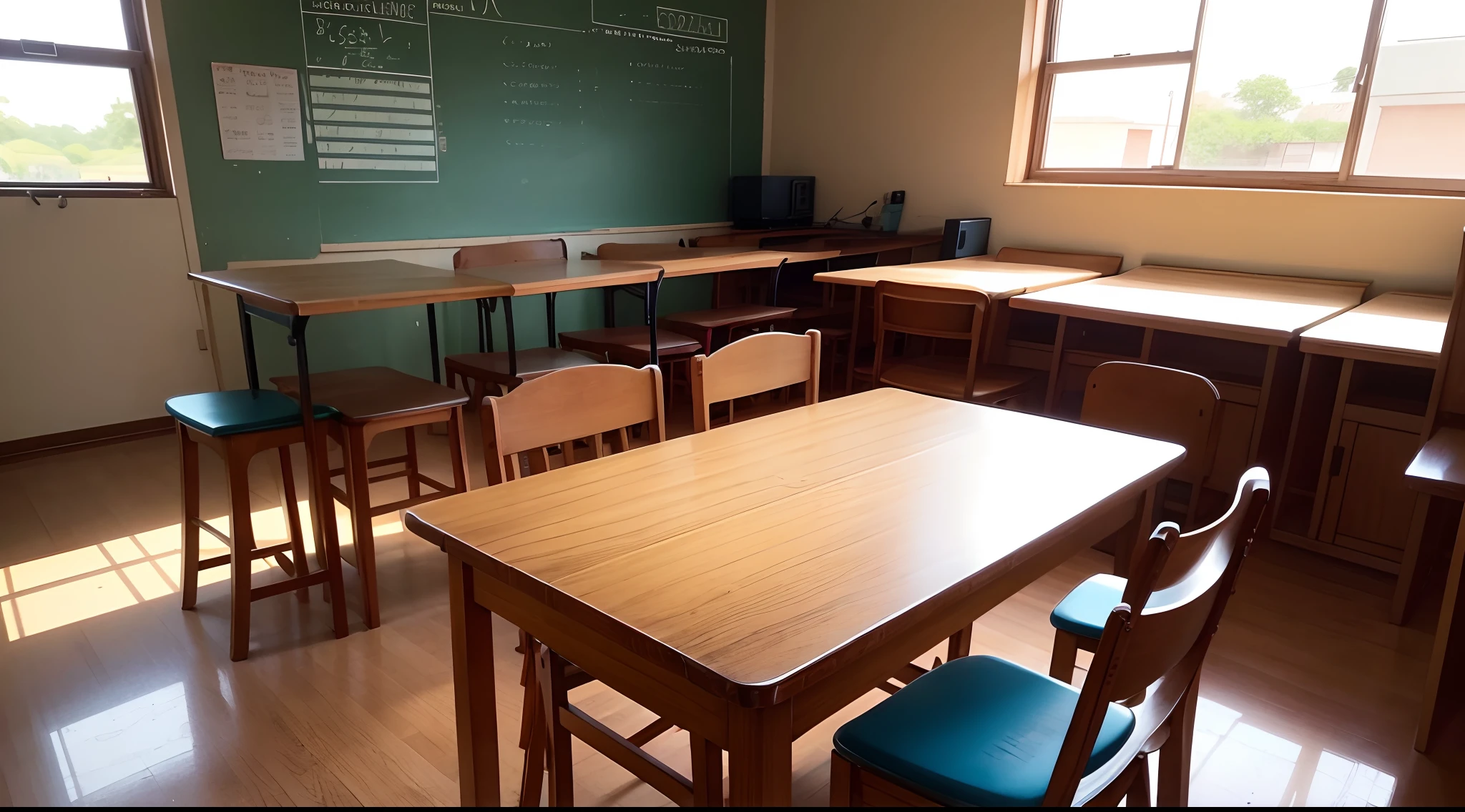 indian school , filled with stool , board, anime 2d