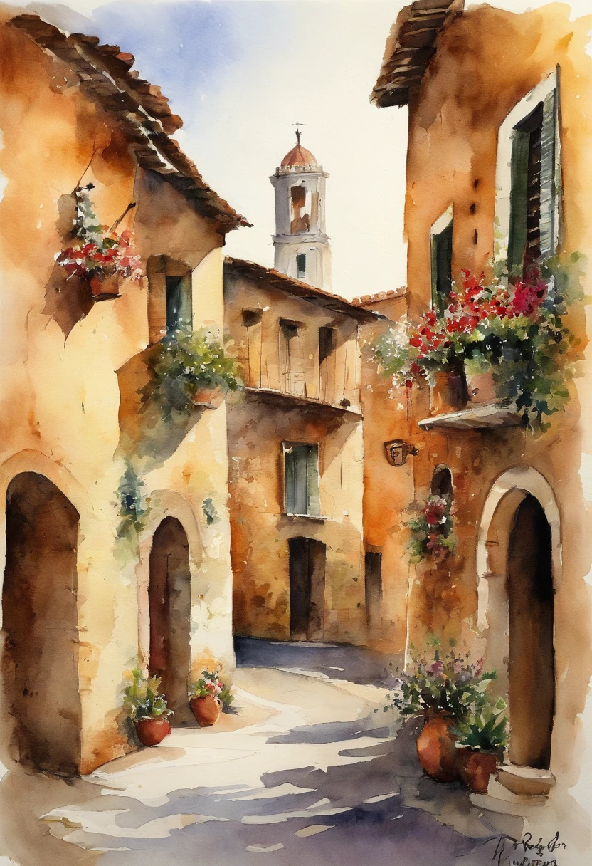 Streets of Toscana、Italy、A city scape、city light, ８ｋ、RAW Photography、top-quality、​masterpiece、realisitic、Photorealsitic