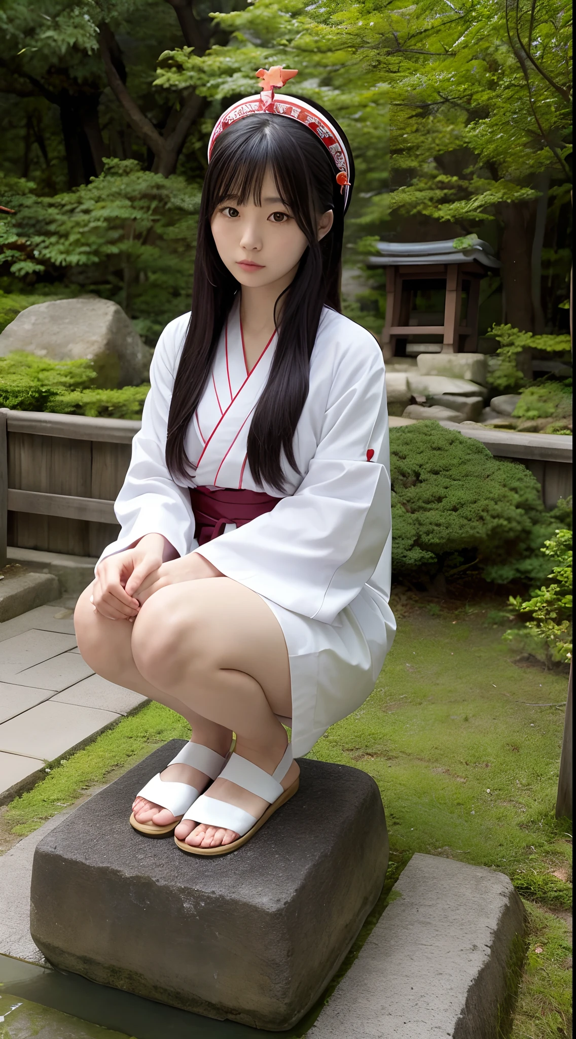 The Japan girl is a shrine priestess