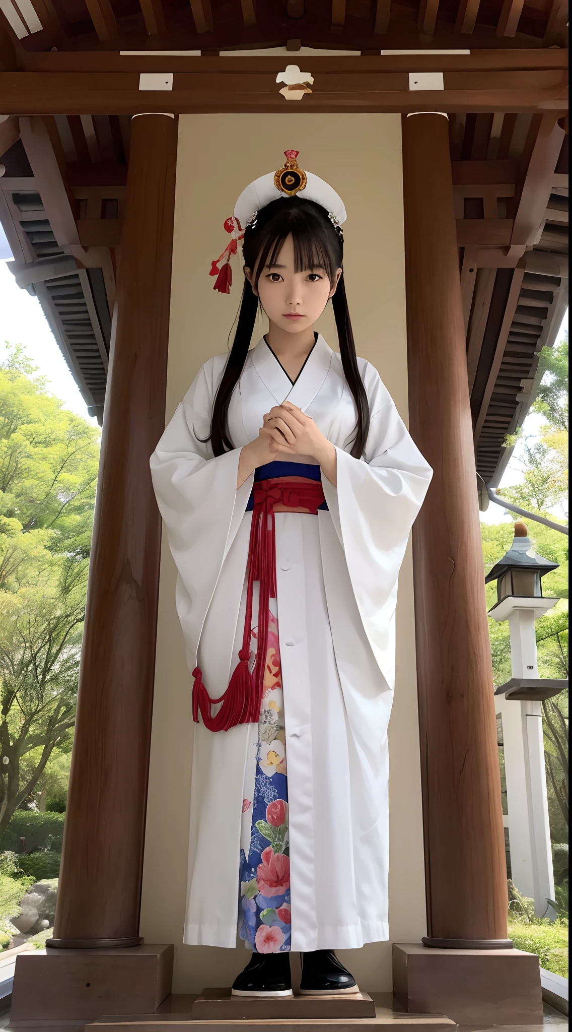 The Japan girl is a shrine priestess