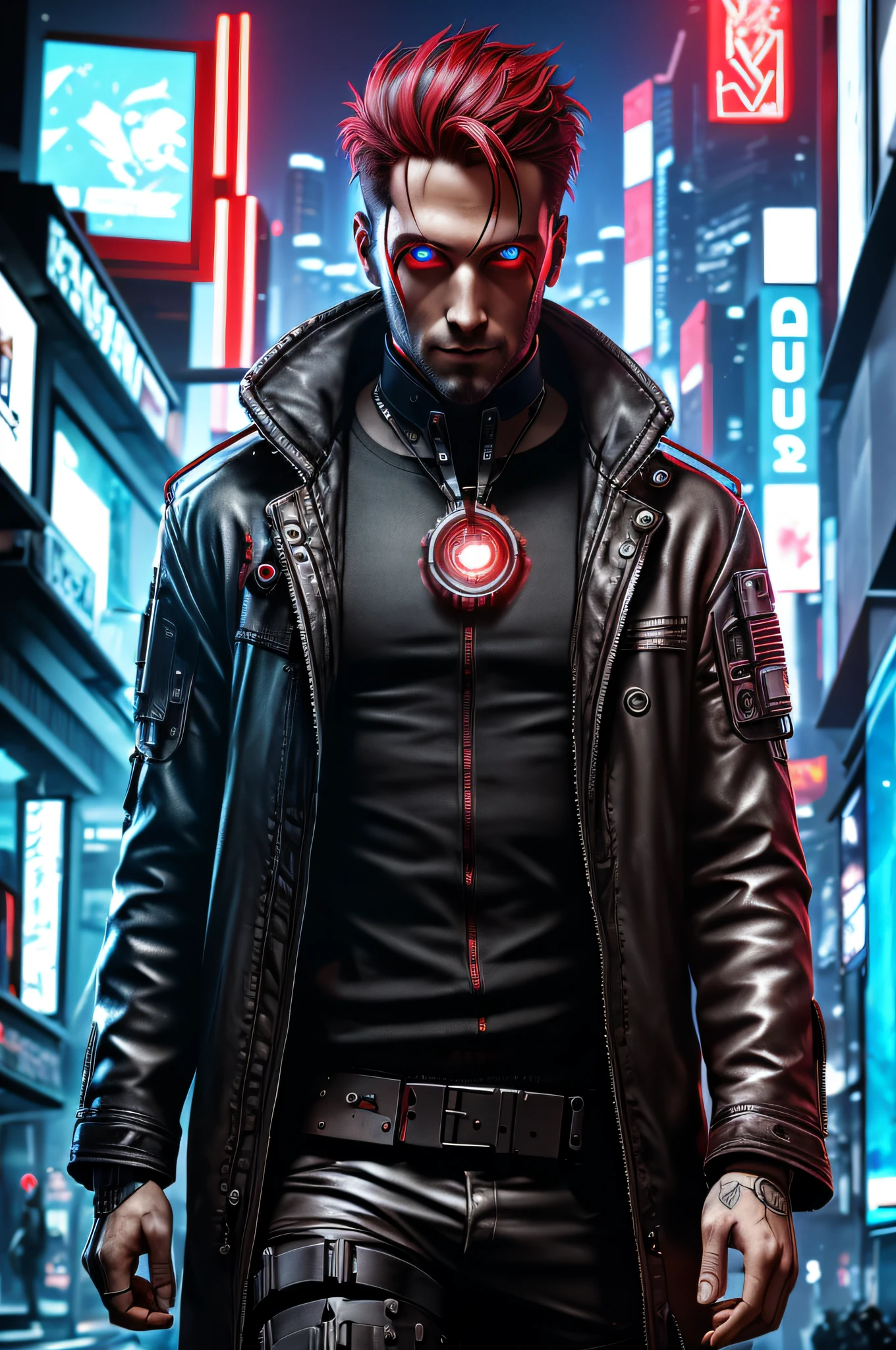 1man , cyberpunk , real , high res , red eyes , masterpiece , looking at viewer