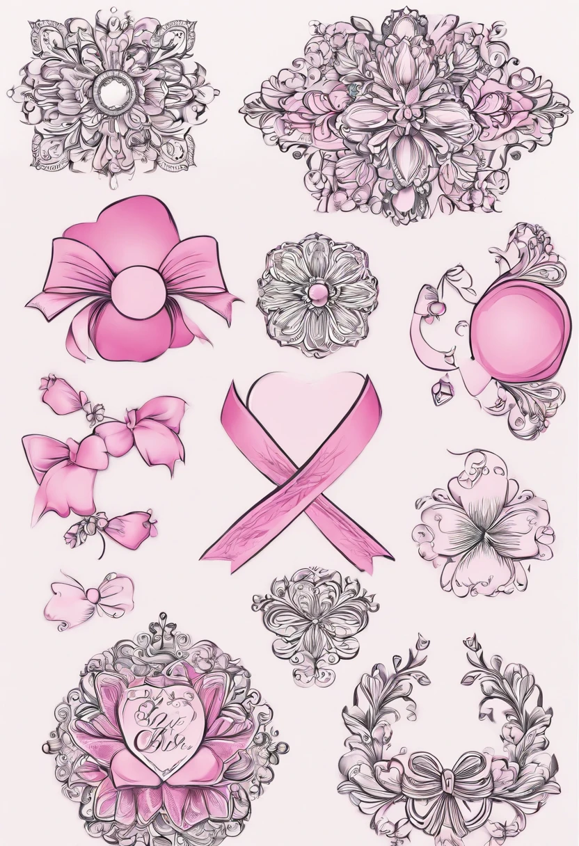 Please create a high-quality logo suitable for a pink t-shirt with the 'Pink October' theme. The logo can include elements such as a bow, ribbon, heart and flowers, with the restriction of using a maximum of three colors. The resulting image should be sharp and ready to be printed on a t-shirt.