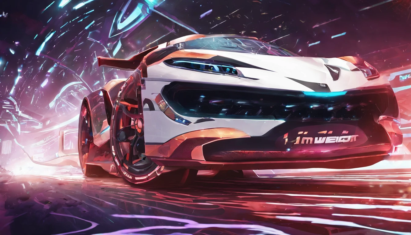Design a horizontal and rectangular banner for my Twitch channel that captures my passion for simracing. Quiero que el banner presente un emocionante circuito de carreras simulado, With realistic details of simulation cars in action. Agrega elementos de velocidad y adrenalina, such as the speed effects of movement and tire skidding. Make sure the design is eye-catching and conforms to the typical horizontal and rectangular format of a Twitch banner. Don't include any representation of me in the banner.