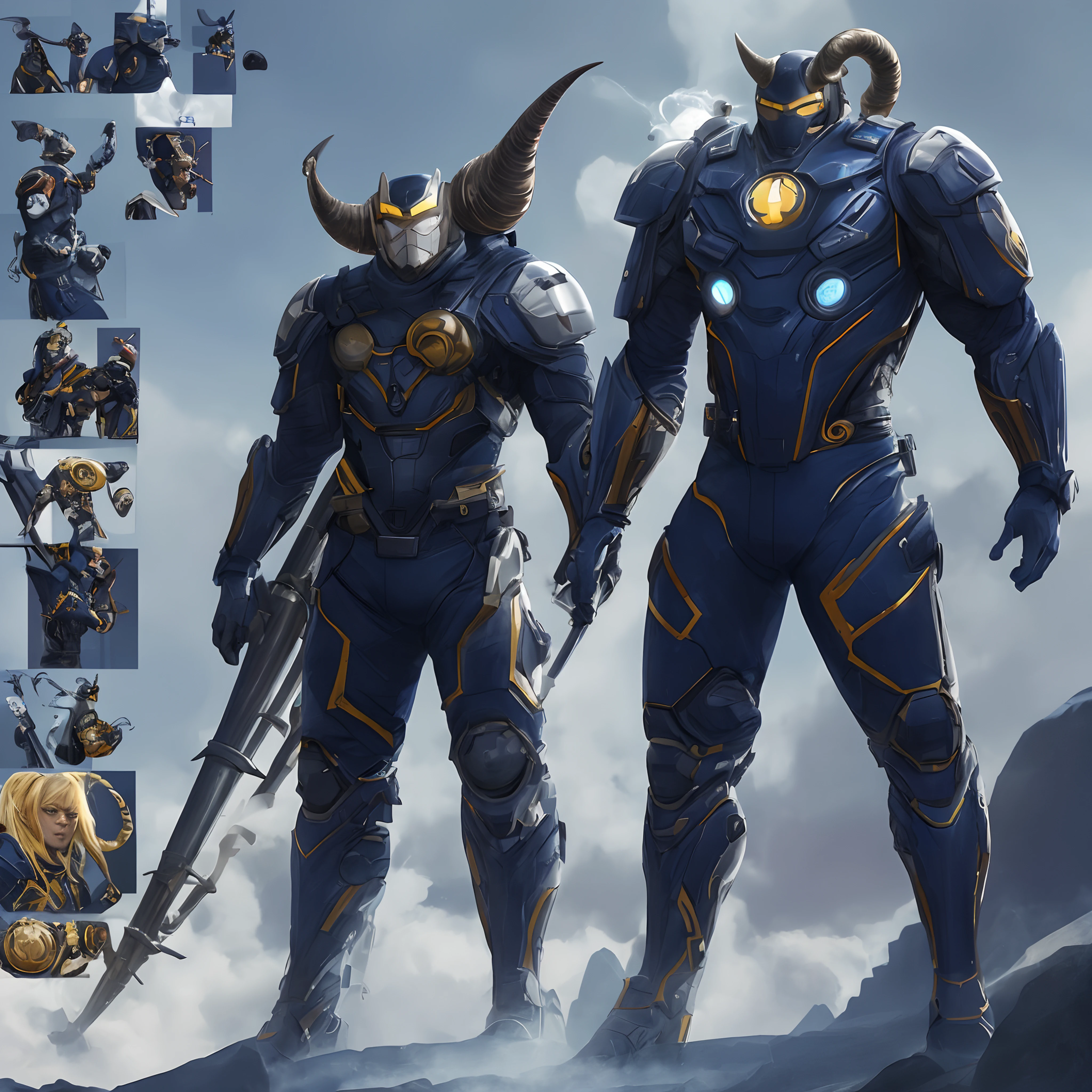 "Design a detailed science fiction superhero character inspired by the idea of a 'Screw-Horn,' with a full-body costume in a navy color scheme and a distinctive long tail. Describe the hero's physical appearance, powers, unique abilities, and their mission to protect the world from a futuristic threat, all while incorporating the screw-horn concept into their design."