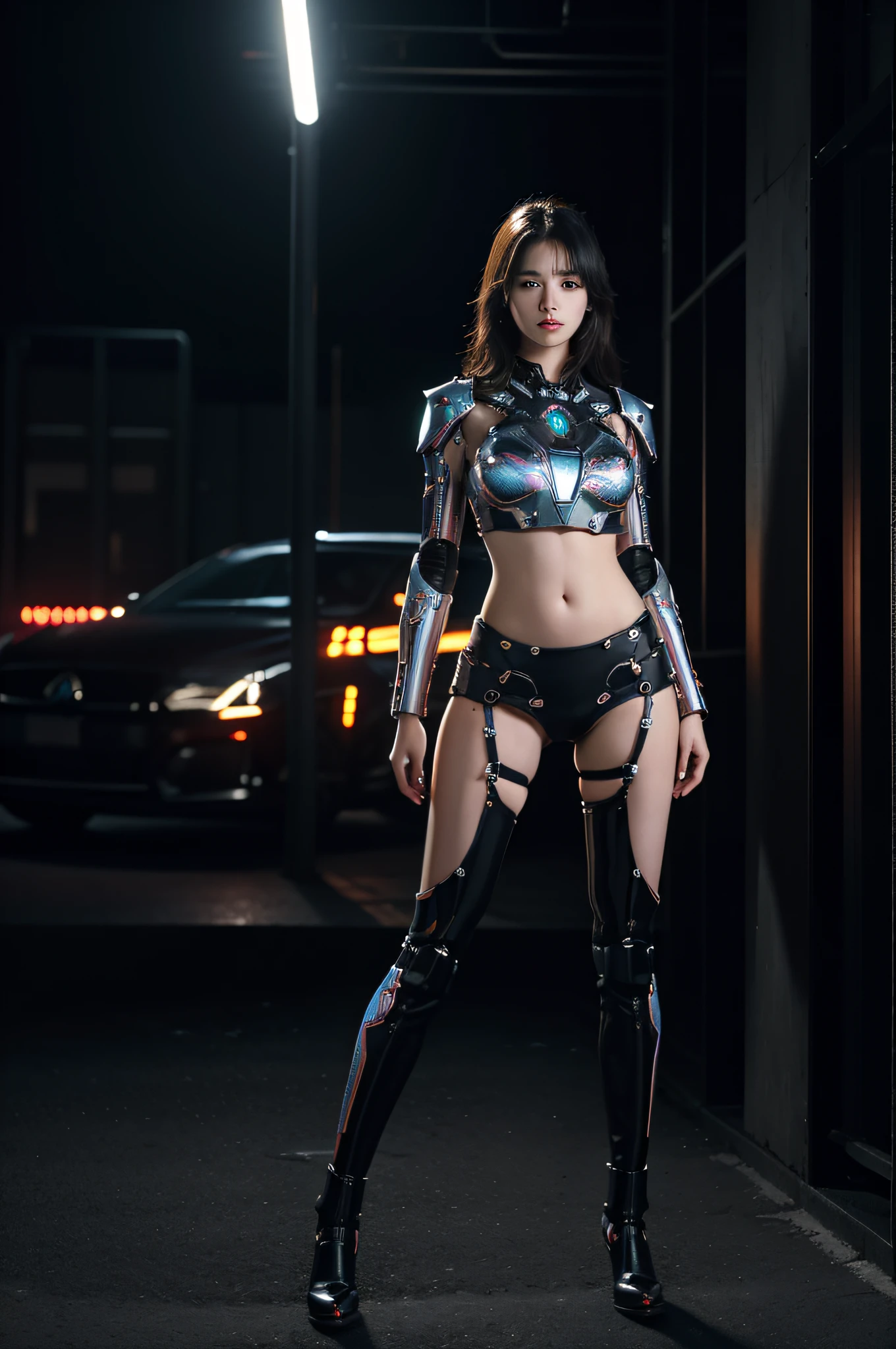 Textured Skin, Super Detail, High Detail, high quality, best quality, High resolution, 1080P, harddisk, beautiful,(transformers),(Arcie),beautiful女人,Mecha Girl,Battle Mode,Mecha Girl,She wears a futuristic Arcie mech,Female Warrior,Full body image