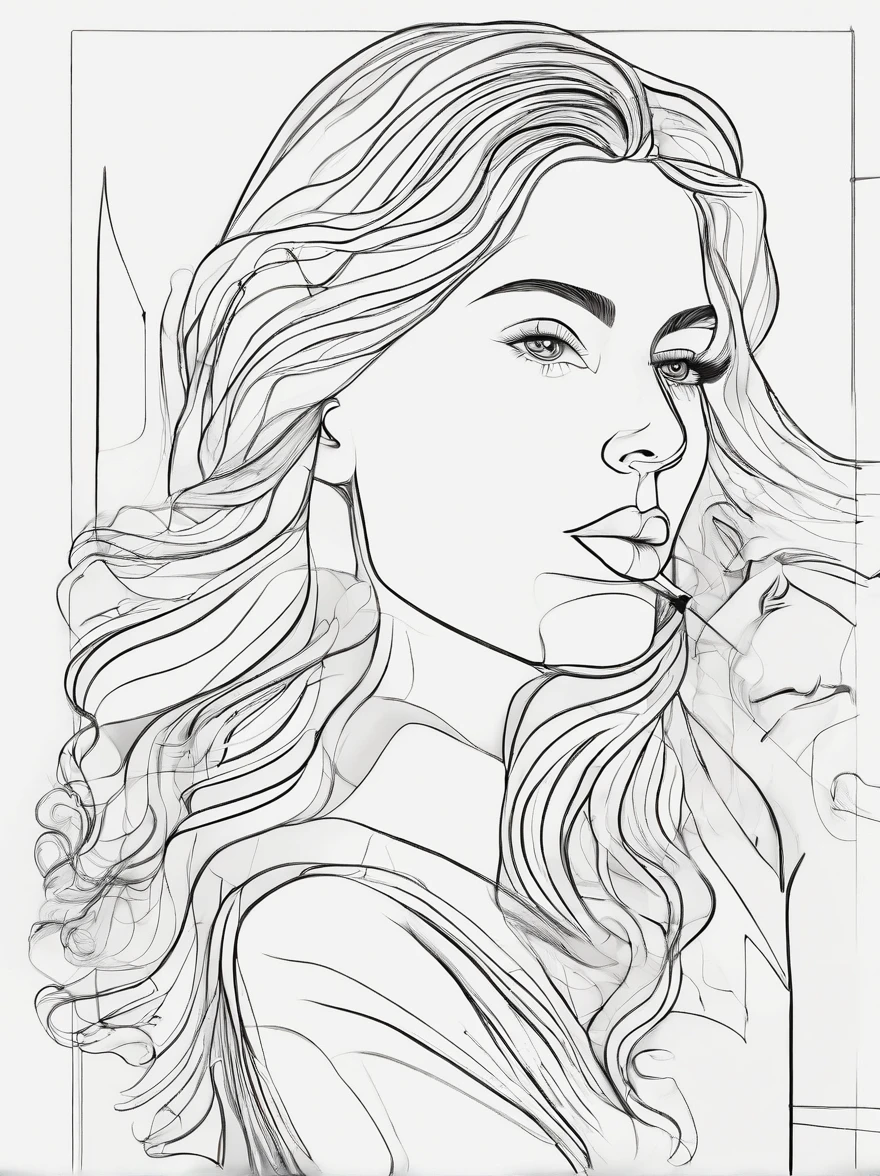 girl with line-drawing