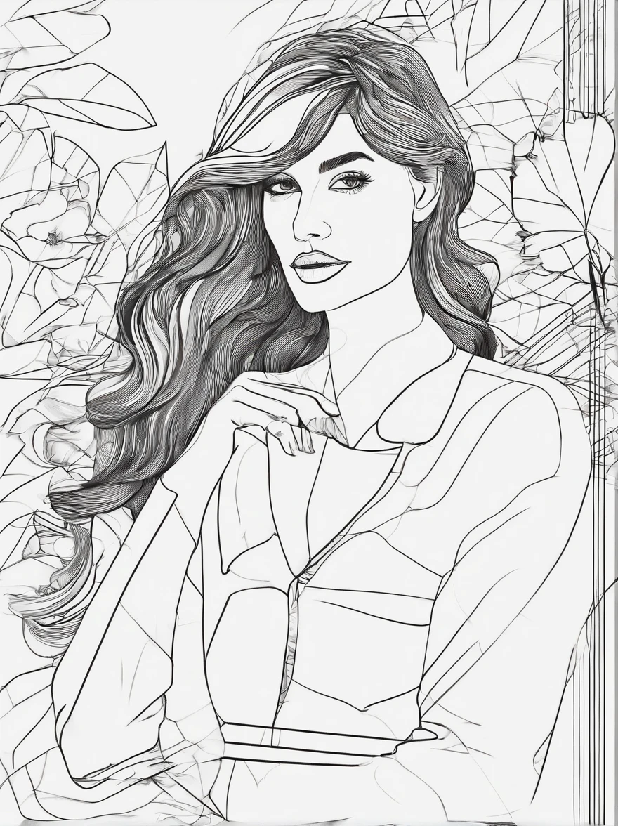 girl with　line-drawing