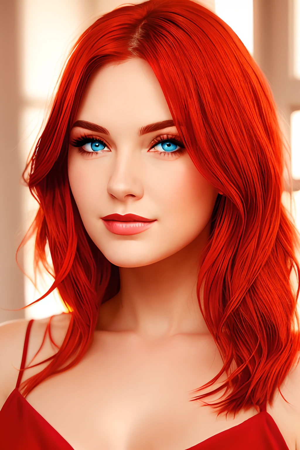 irina meier, extreme closeup, smiling at viewer, red hair, blue eyes, (8k, RAW photo, best quality, masterpiece:1.2),ultra-detailed, (high detailed skin:1.2), 8k uhd, dslr, soft lighting, high quality,