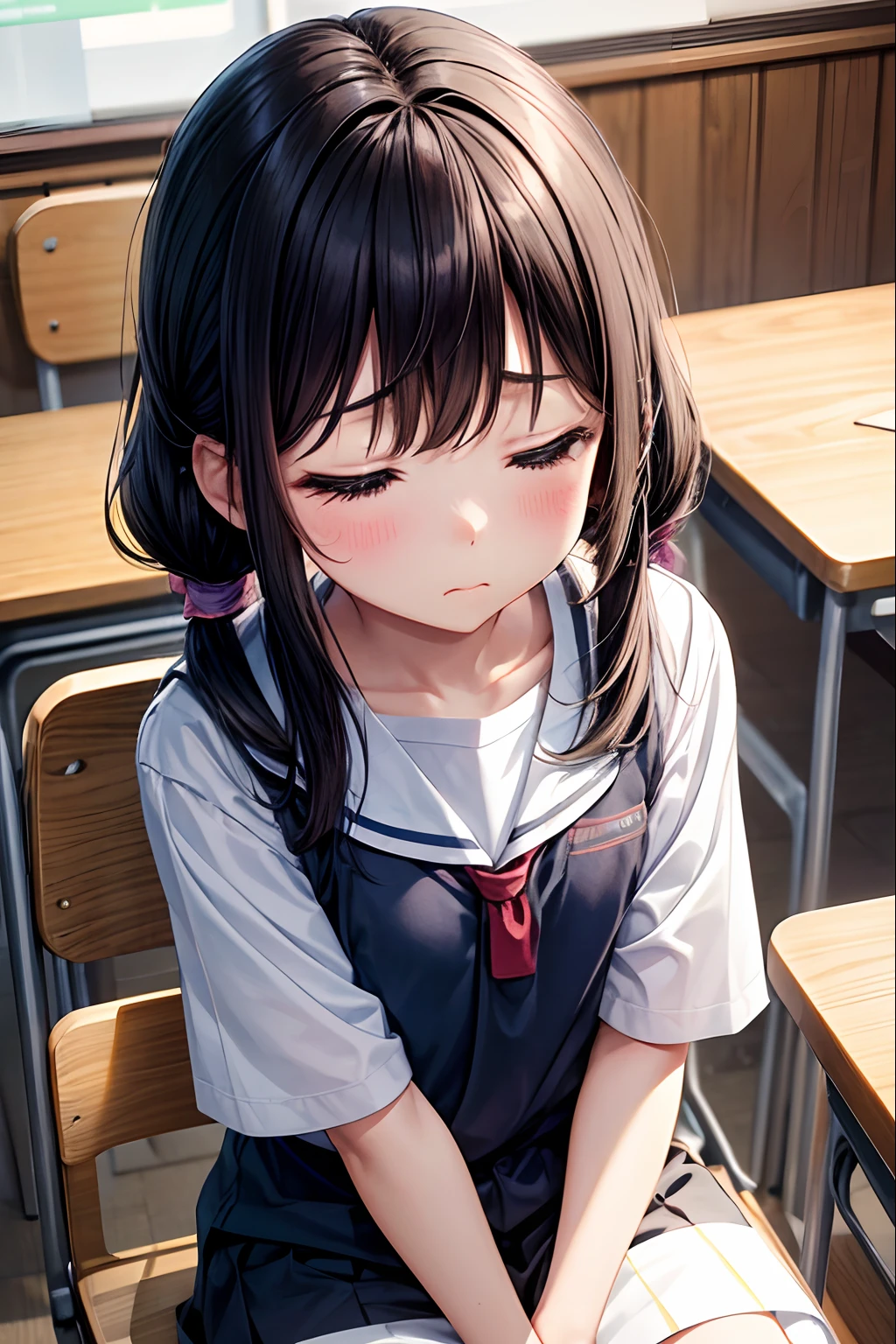 superfine illustration, Perfect Anatomy, Best Quality, Hires, amazing shading, Beautiful skin, 1 little girl, nose blush, Saliva, Ecstasy,  Close eyes, ,School Uniforms , Full body, SEX, Yor, touches crotch, (Rubbing the crotch with your hands:1.2),  suggestive pose,(a park:1.5)