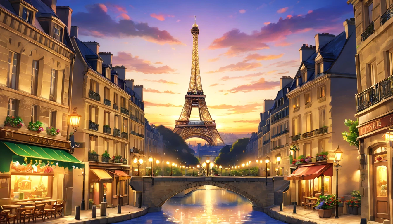 The Eiffel Tower、The Eiffel Tower overlooks the streets of Paris、Eiffel Tower renovated in 2077、The Eiffel Tower has a stronger presence than conventional objects、Eiffel Tower in the near future、Eiffel Tower at night、Eiffel Tower illuminated by neon lights、night cityscape、