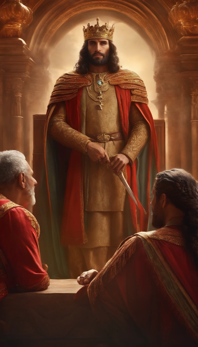 Crie uma imagem que represente o imperador Augusto em seu leito de morte, com as pessoas reunidas ao seu redor,