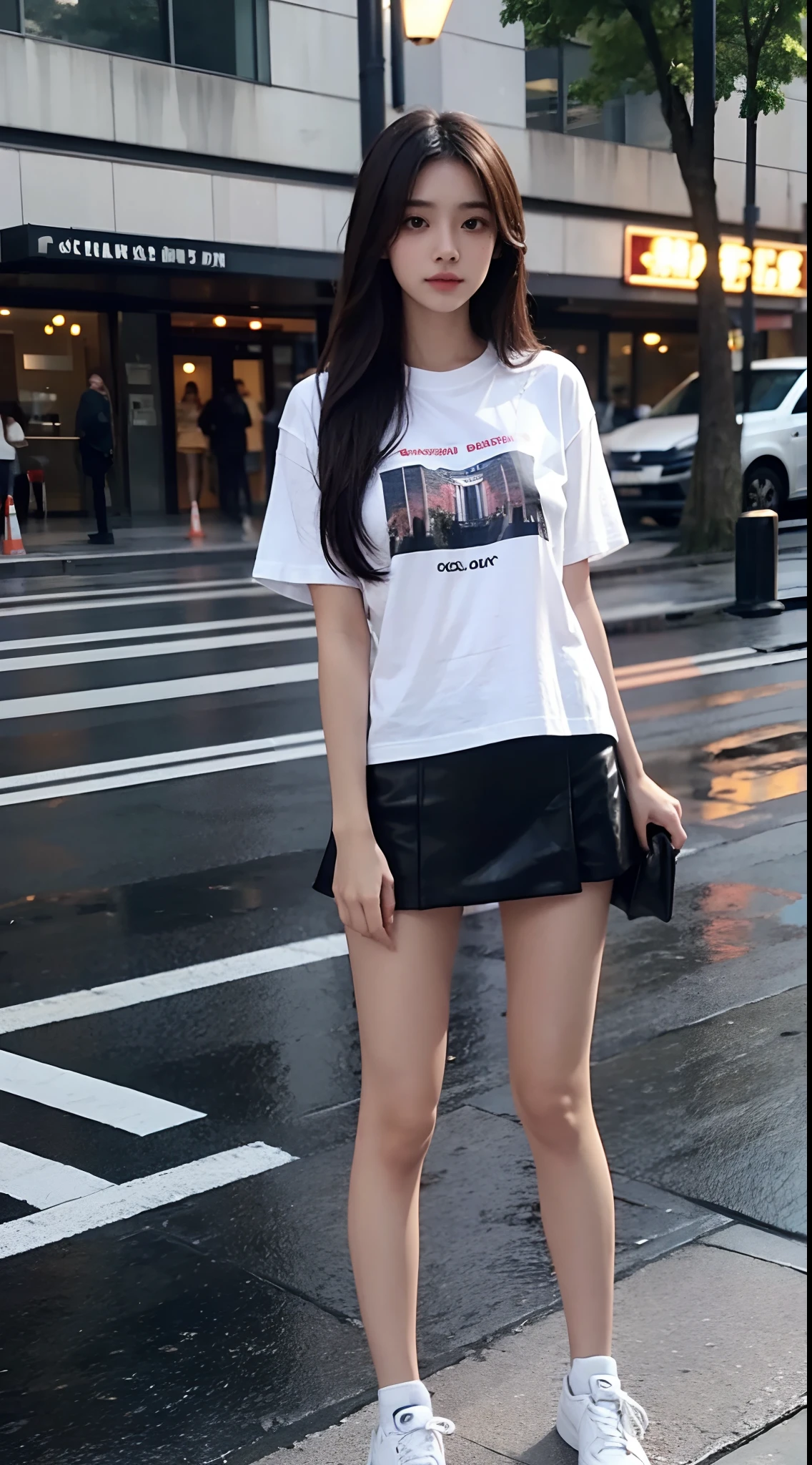 ulzzang-6500-v1.1,(raw photo:1.2), (photorealistic:1.4), beautiful detailed girl, very detailed eyes and face, beautiful detailed eyes, ridiculous, incredibly ridiculous, huge file size, super detailed, high resolution, very detailed, best quality, masterpiece, ((t-shirt)), illustration, very detailed, CG, unified, 8k wallpaper, amazing, fine details, masterpiece, Best quality, very detailed CG uniform 8k wallpaper, face light, movie lighting, 1girl, , long white hair, side split, (big breasts), (no panties)), (glasses), (dynamic pose), (sexy pose), ((camel toe))), (half), (pantyhose)), ((black hip skirt)), (bent knees))))))