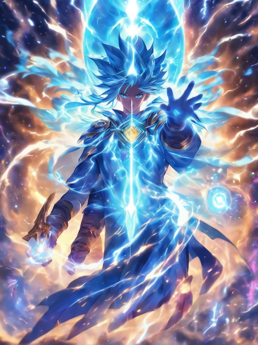 Illustration mage summoning energy shield