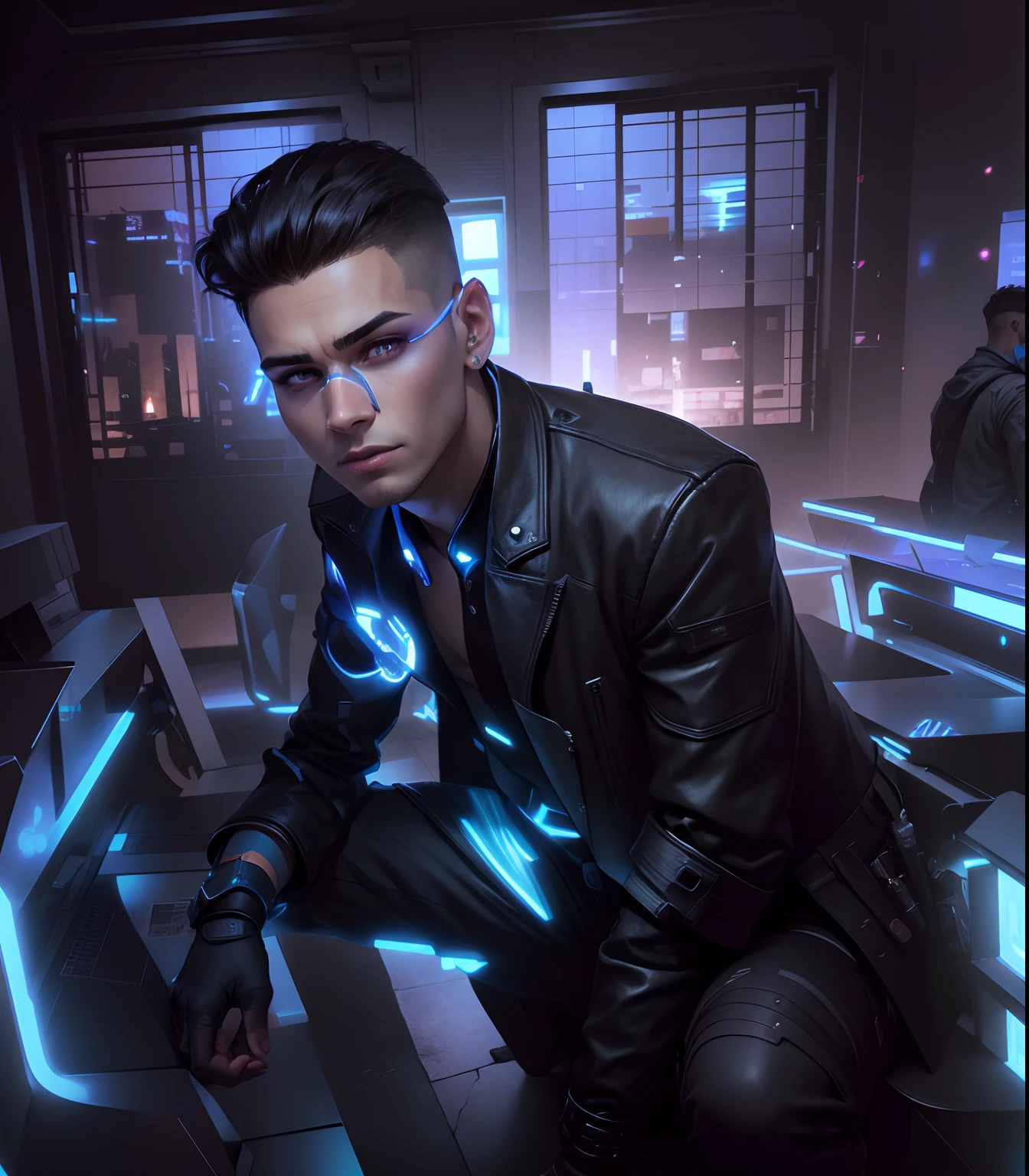 Change background cyber punk,realistic face,handsome boy,8k ultra realistic image