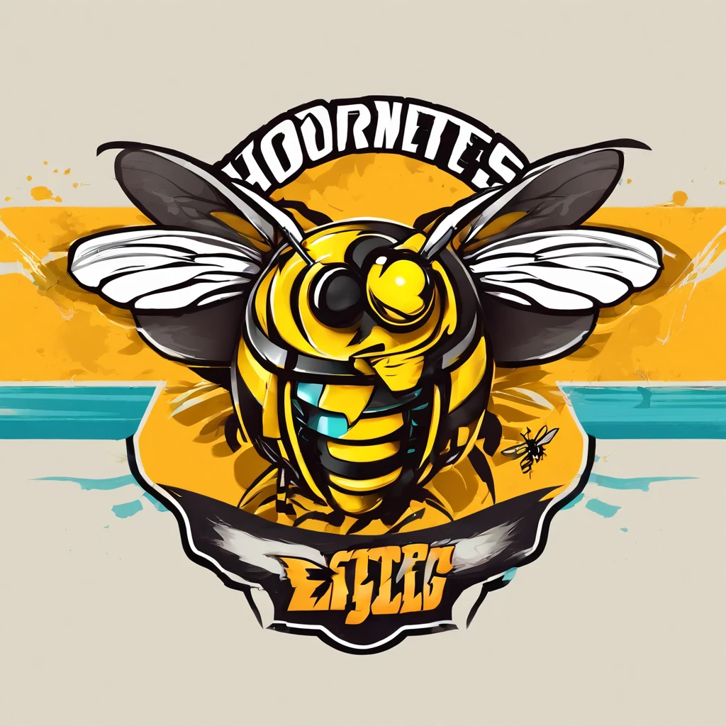 Design a logo for the Hornets Racing Team. El logotipo debe incorporar una abeja como mascota central. Use black and yellow prominently in the design to reflect the team's identity. The bee should have a dynamic appearance and be related to the speed and excitement of racing.... Make sure the logo is suitable for use in different media, como redes sociales, ropa de equipo y material promocional. The typography used for the name 'Hornets Racing Team' must be bold and legible.